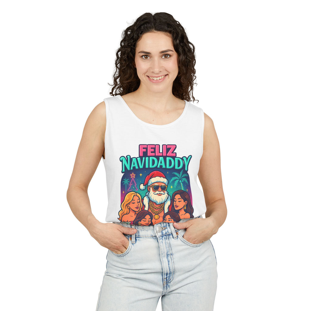 Santa with women tank top Feliz Navidaddy