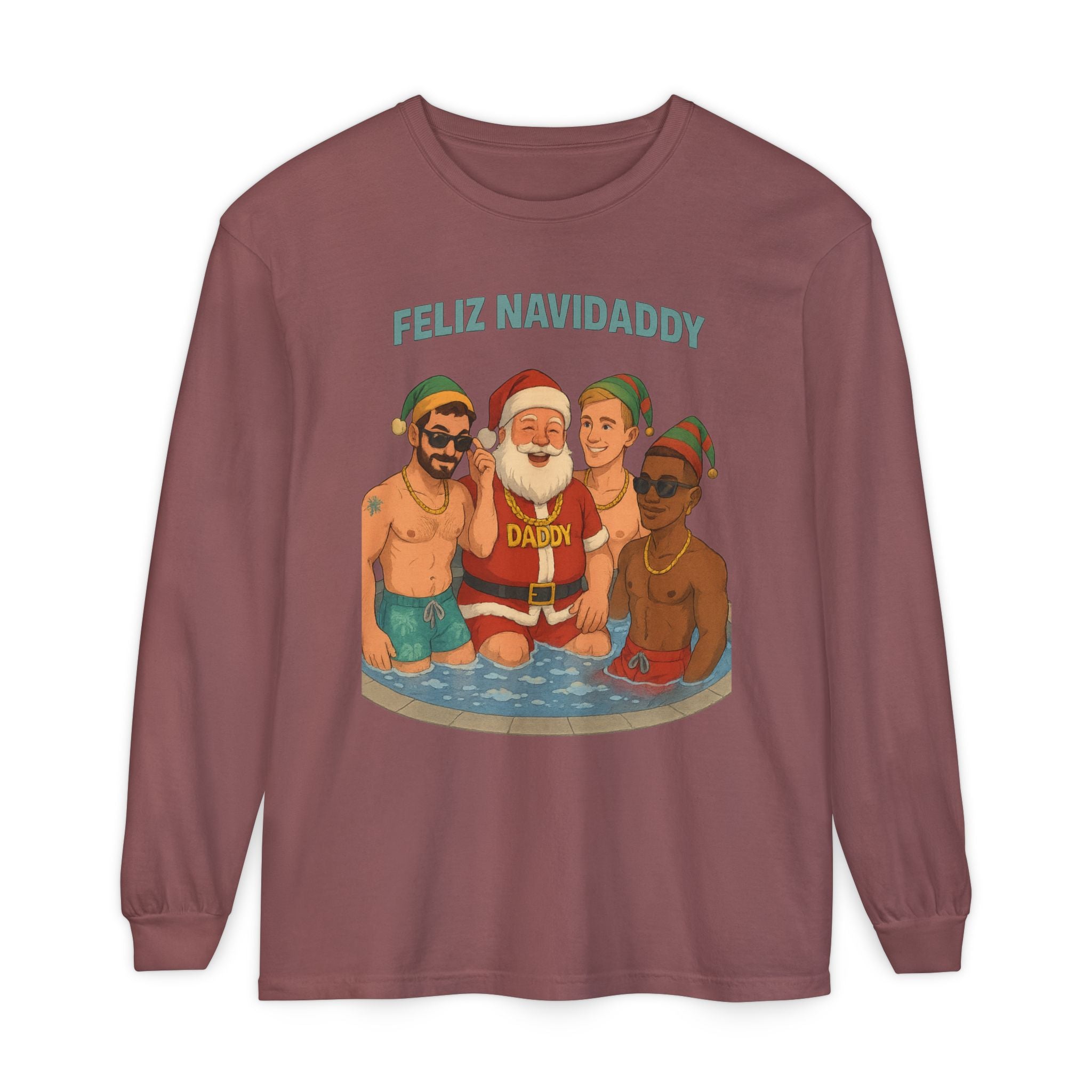 Santa and his boys Feliz Navidaddy Long Sleeve