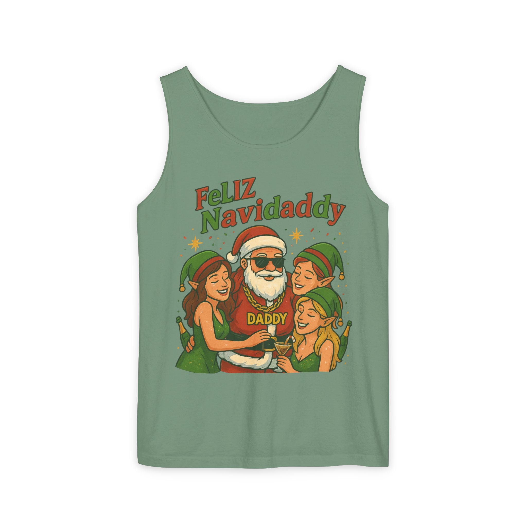 Feliz Navidaddy Santa with Girl Elves Tank Top