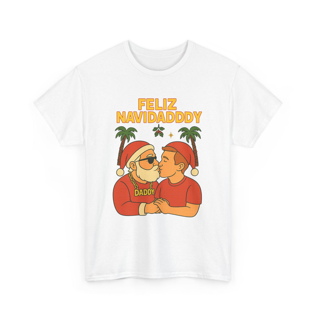 Feliz Navidaddy Kissing Santas T Shirt