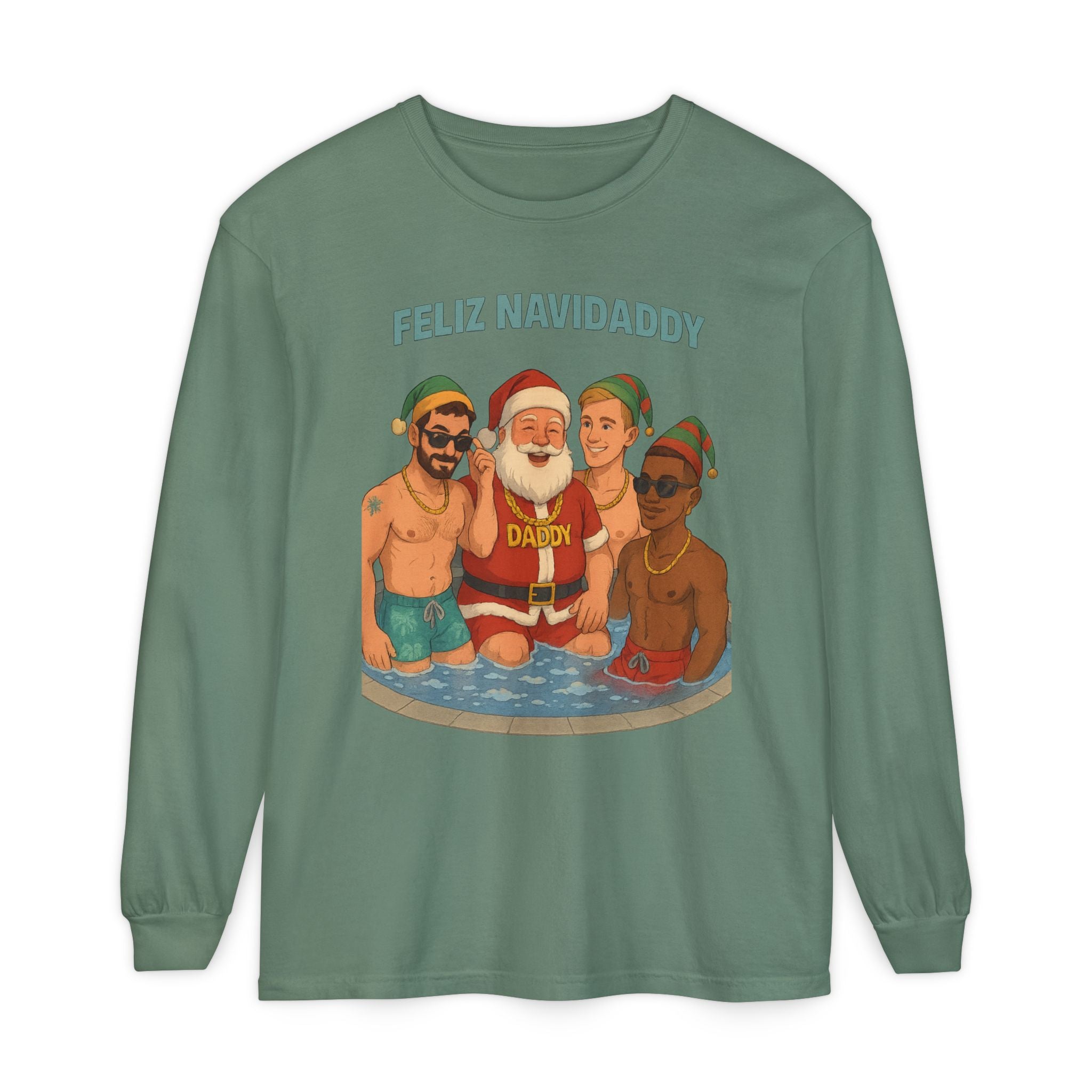 Santa and his boys Feliz Navidaddy Long Sleeve