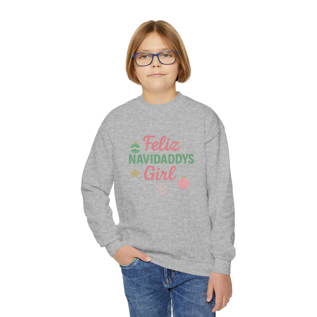 Feliz Navidaddys Girl Youth Crewneck Sweatshirt