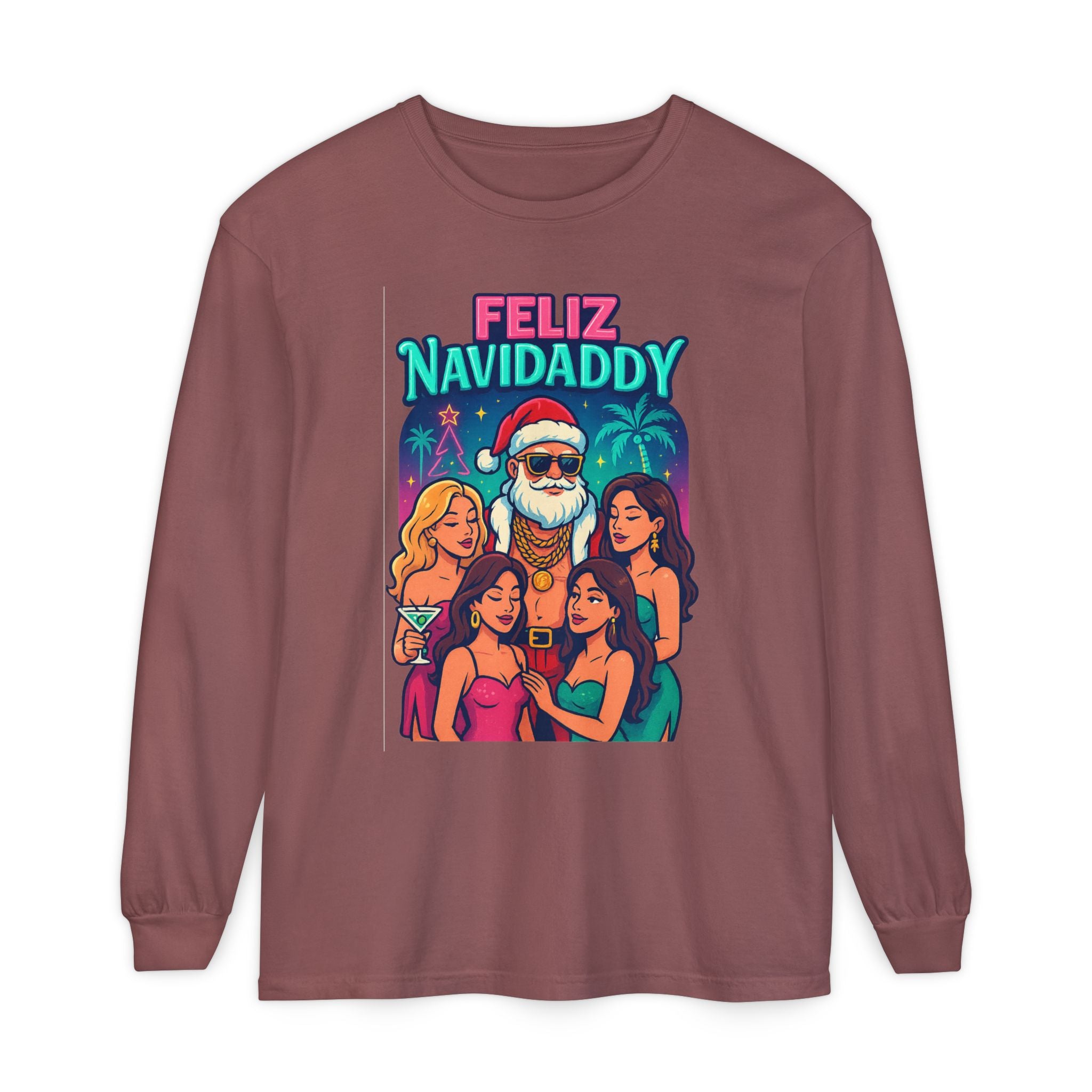 Santa with Women Feliz Navidaddy Long Sleeve