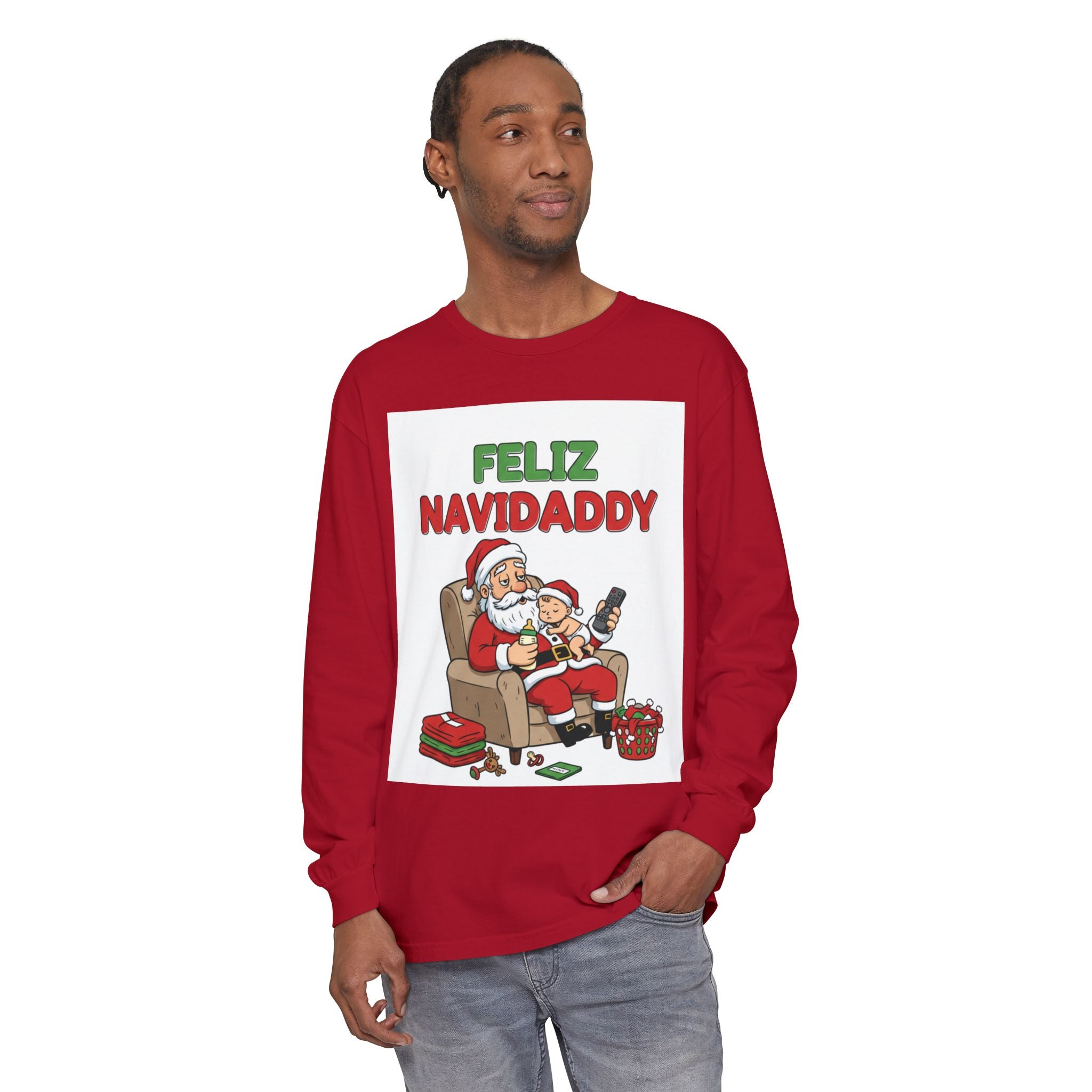 Feliz Navidaddy Santa with Baby Long Sleeve