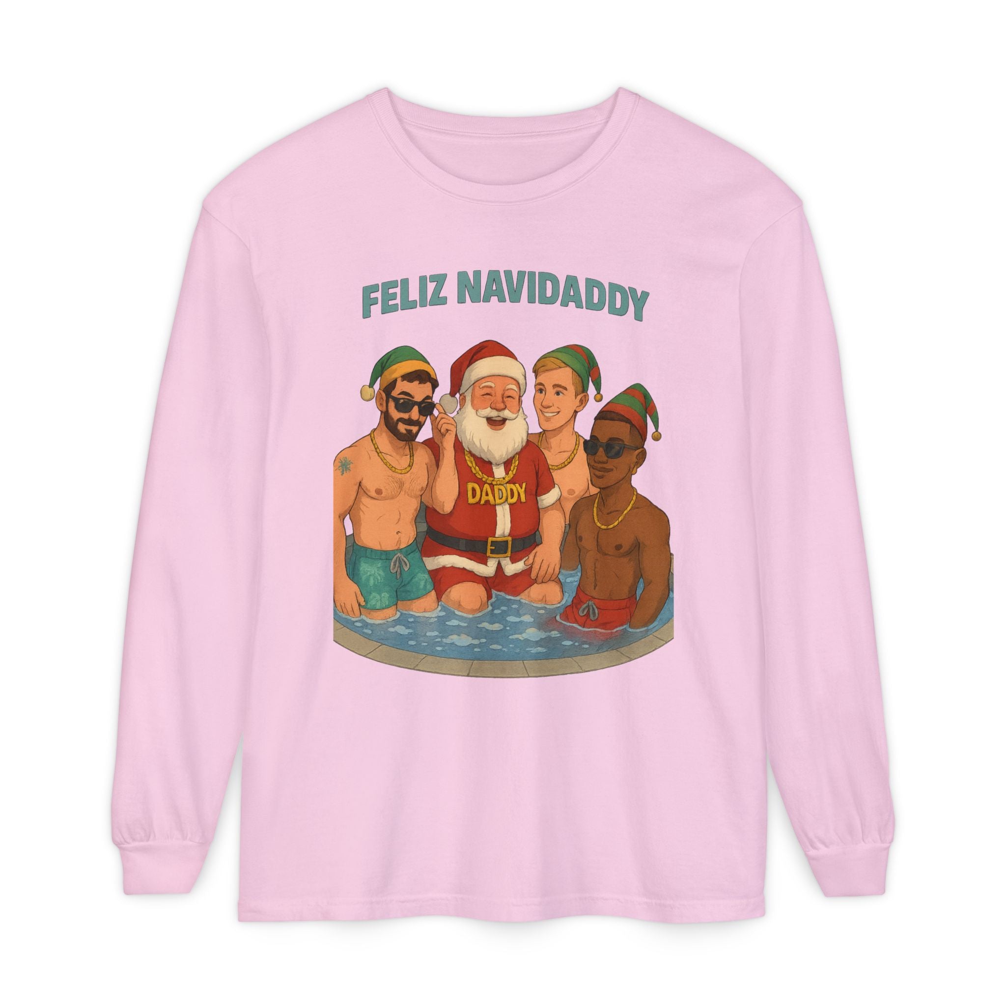 Santa and his boys Feliz Navidaddy Long Sleeve