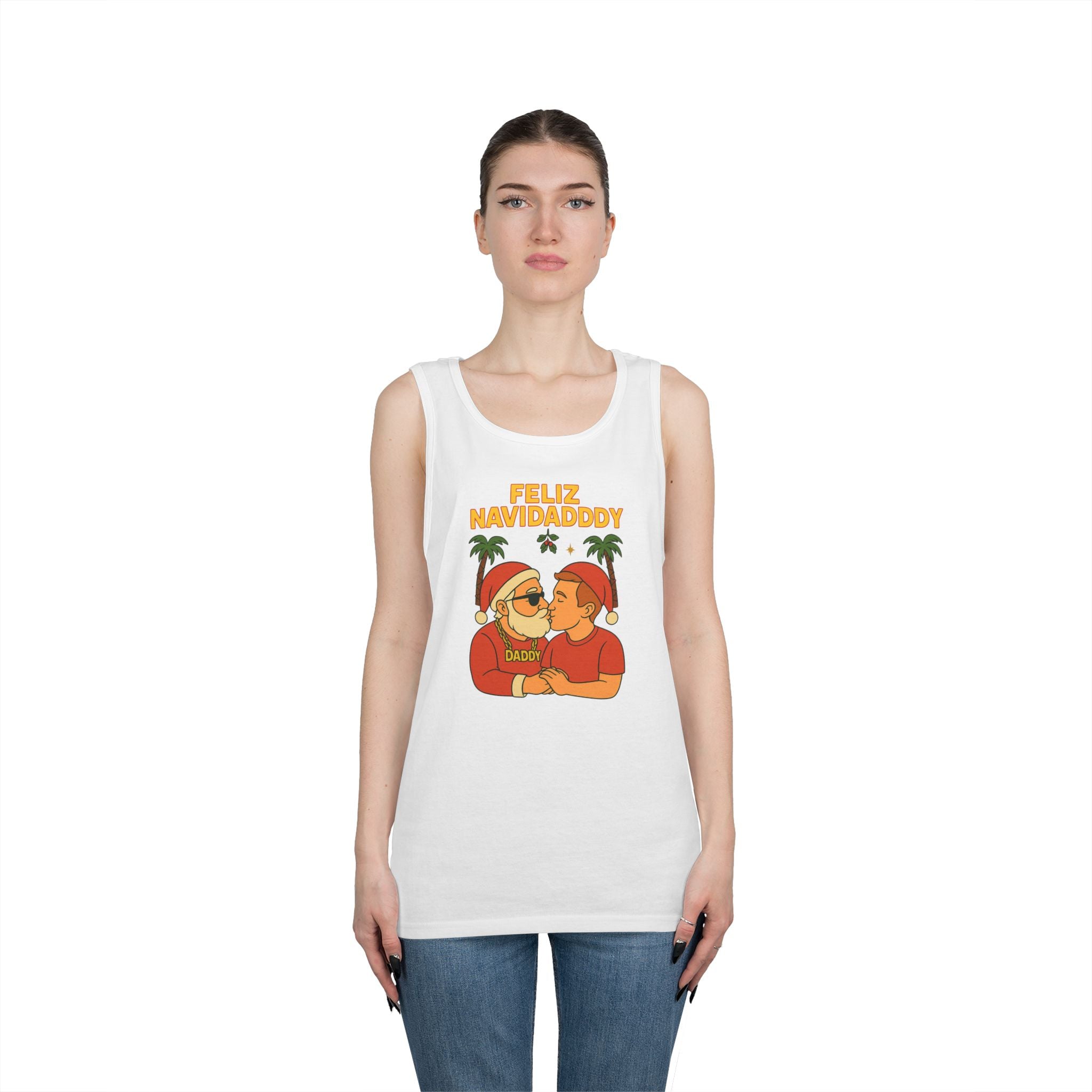 Feliz Navidaddy Kissing Santa Tank Top