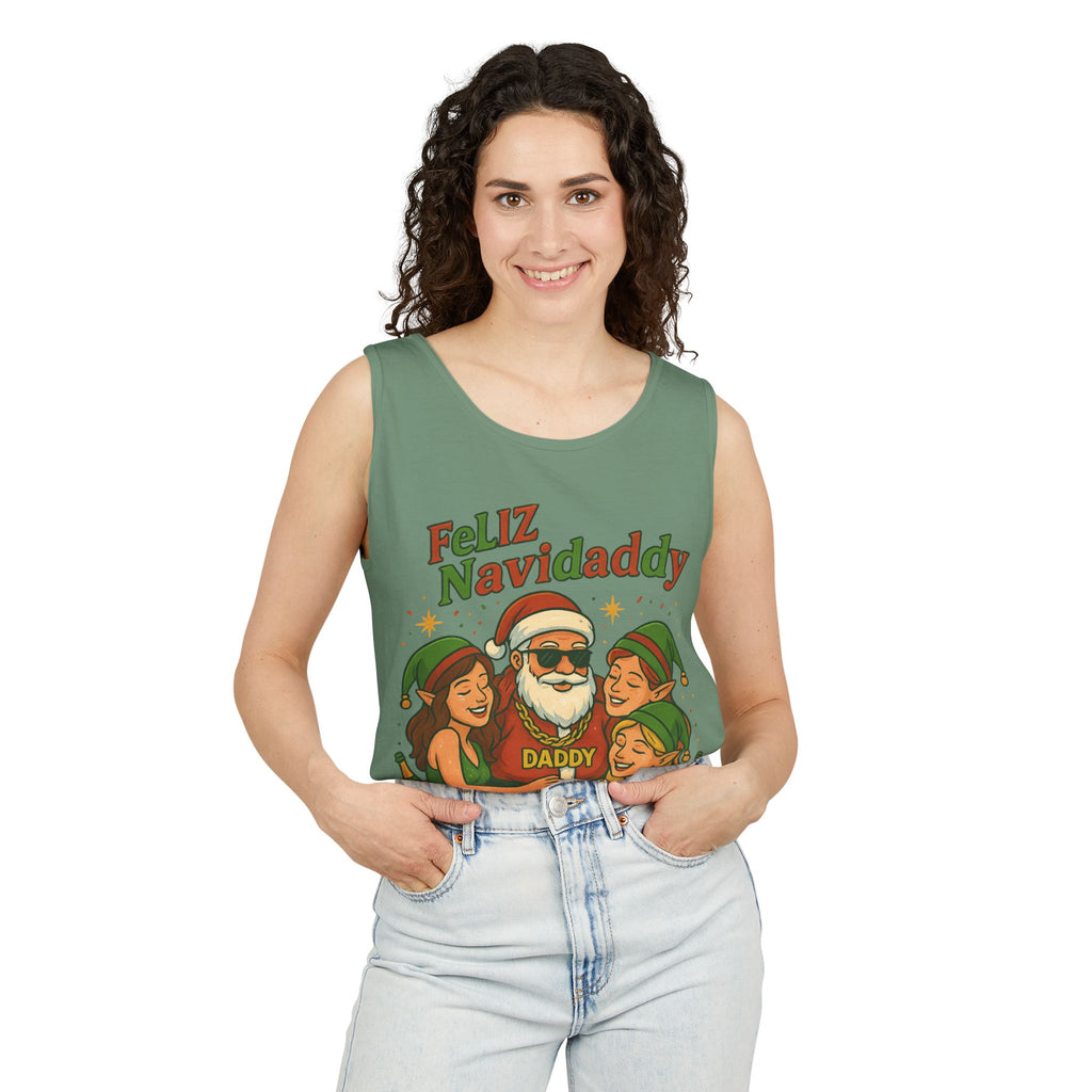 Feliz Navidaddy Santa with Girl Elves Tank Top