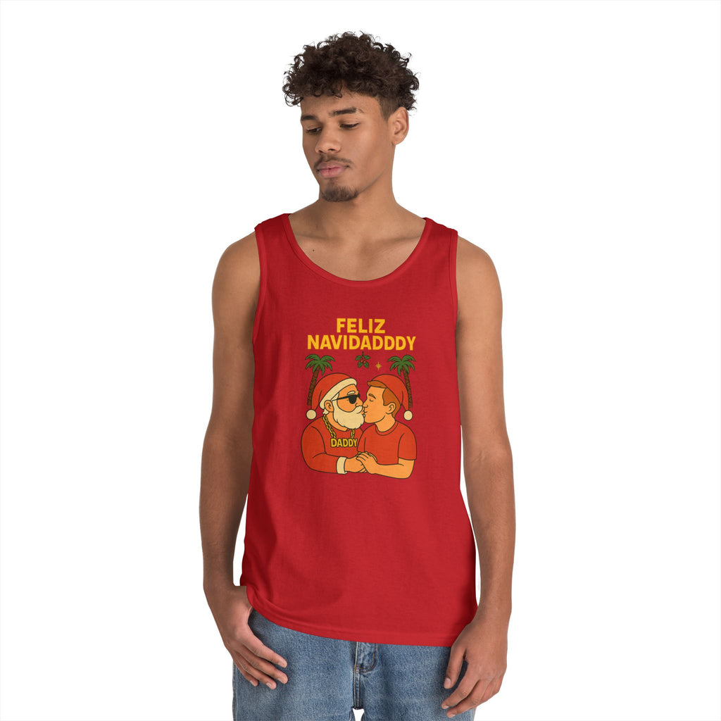 Feliz Navidaddy Kissing Santa Tank Top