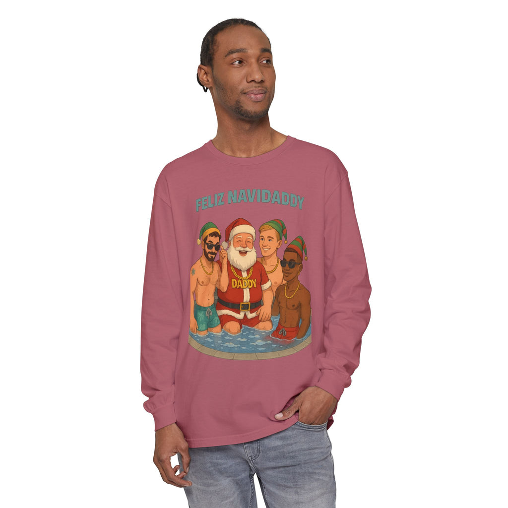 Santa and his boys Feliz Navidaddy Long Sleeve