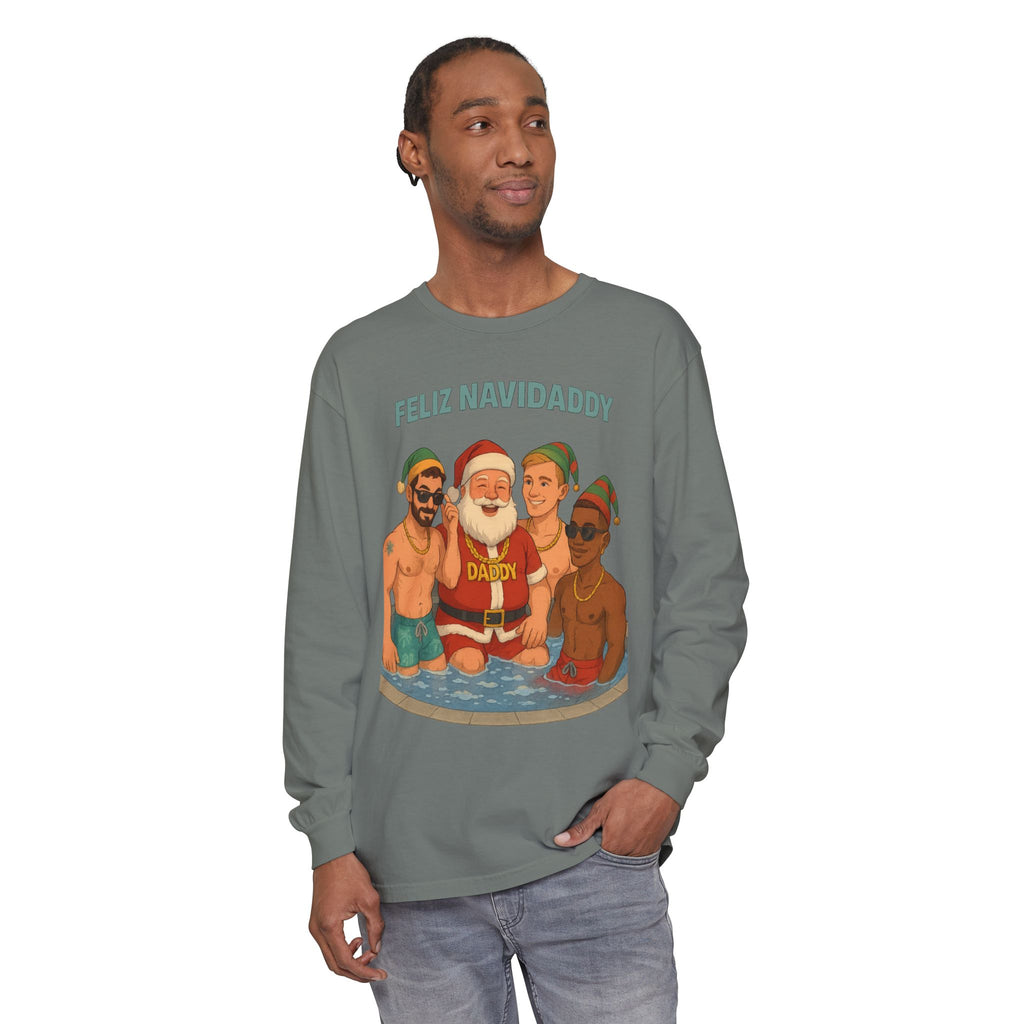 Santa and his boys Feliz Navidaddy Long Sleeve