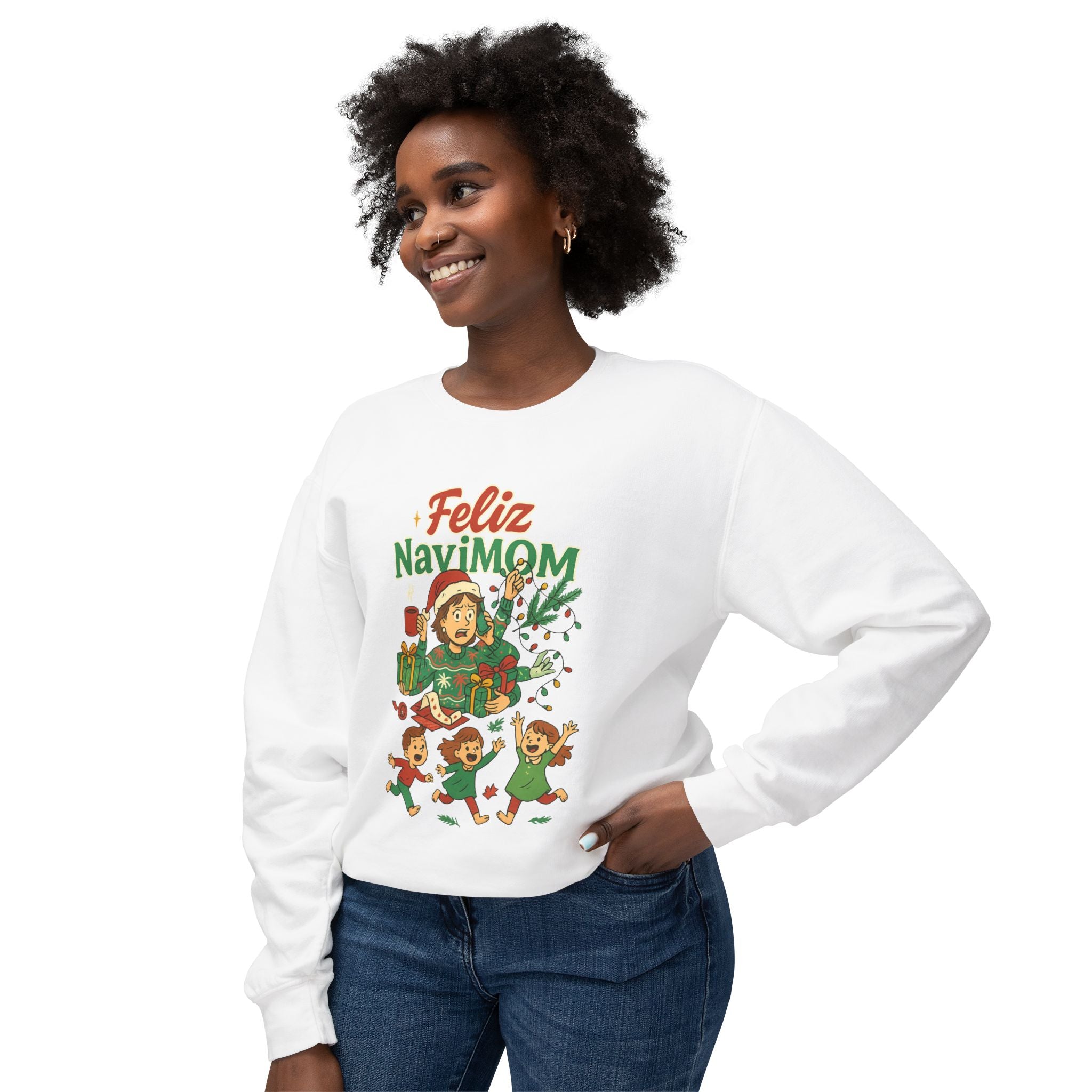 Feliz NaviMOM Unisex Lightweight Crewneck Sweatshirt