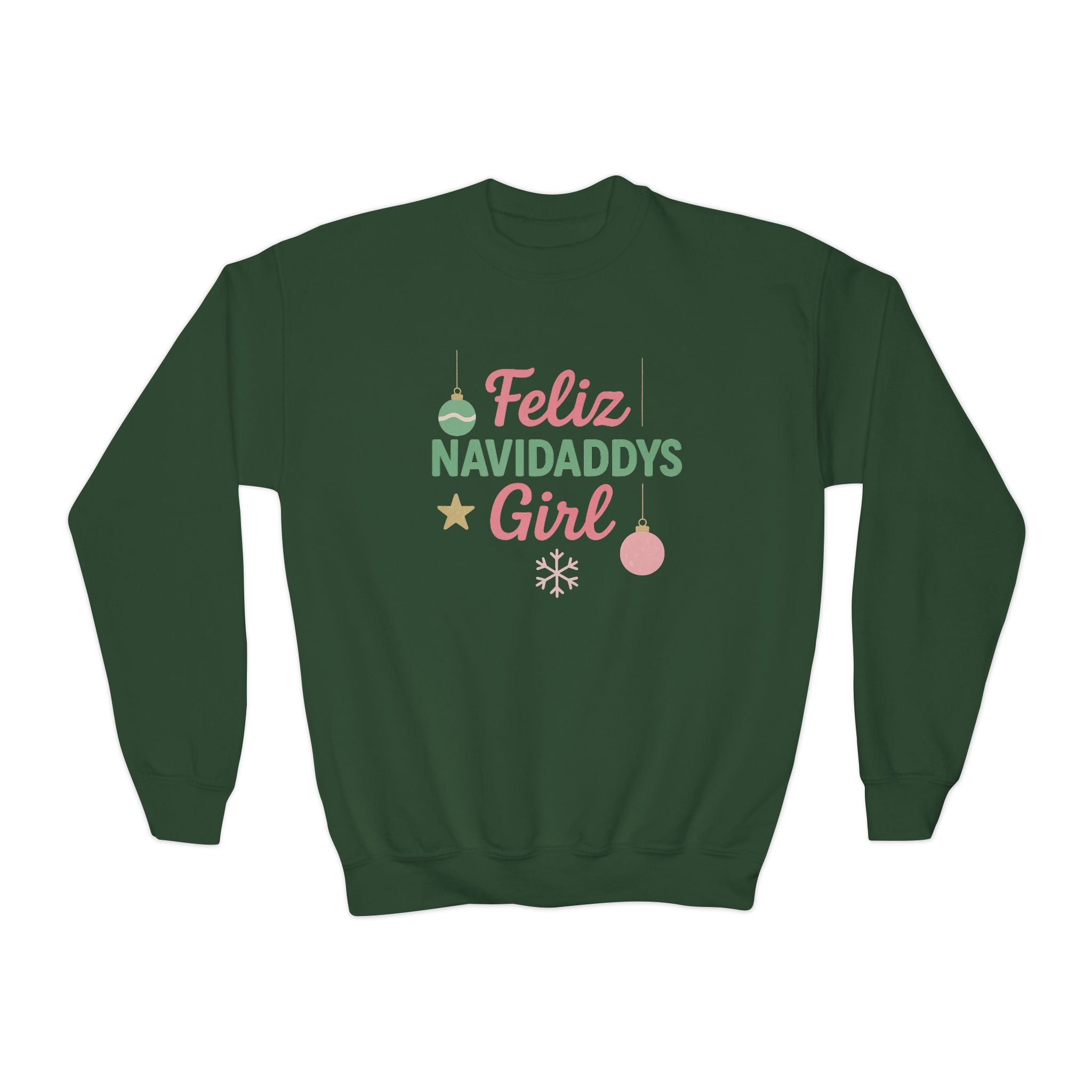 Feliz Navidaddys Girl Youth Crewneck Sweatshirt
