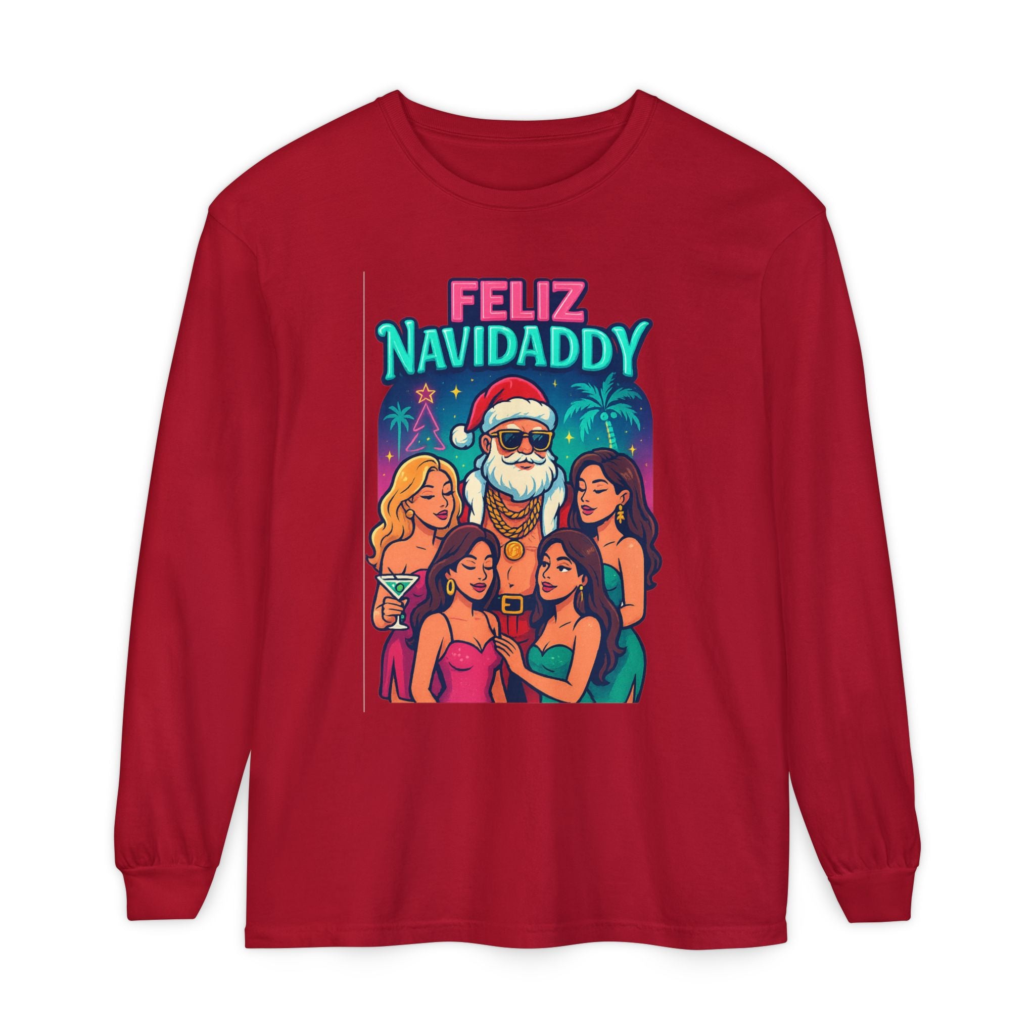 Santa with Women Feliz Navidaddy Long Sleeve