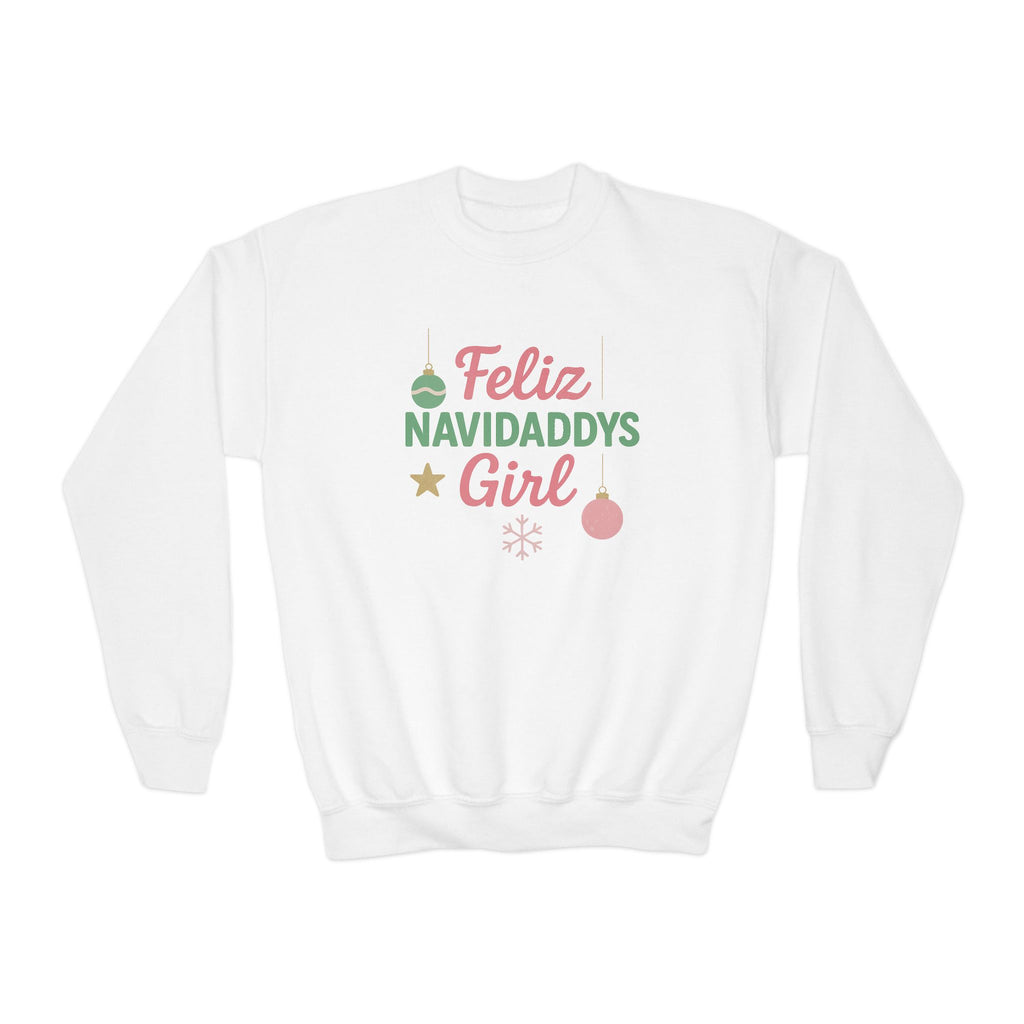Feliz Navidaddys Girl Youth Crewneck Sweatshirt