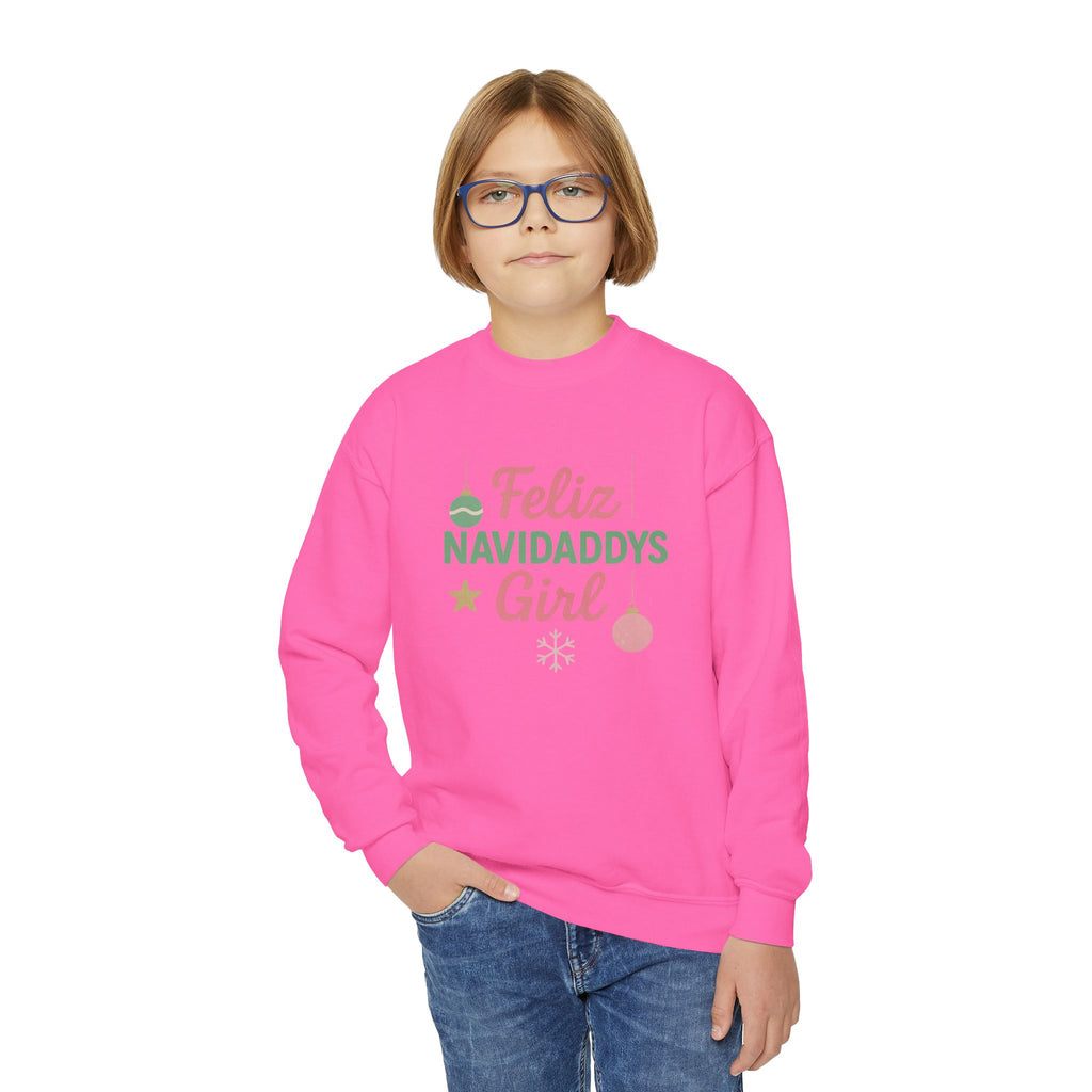 Feliz Navidaddys Girl Youth Crewneck Sweatshirt