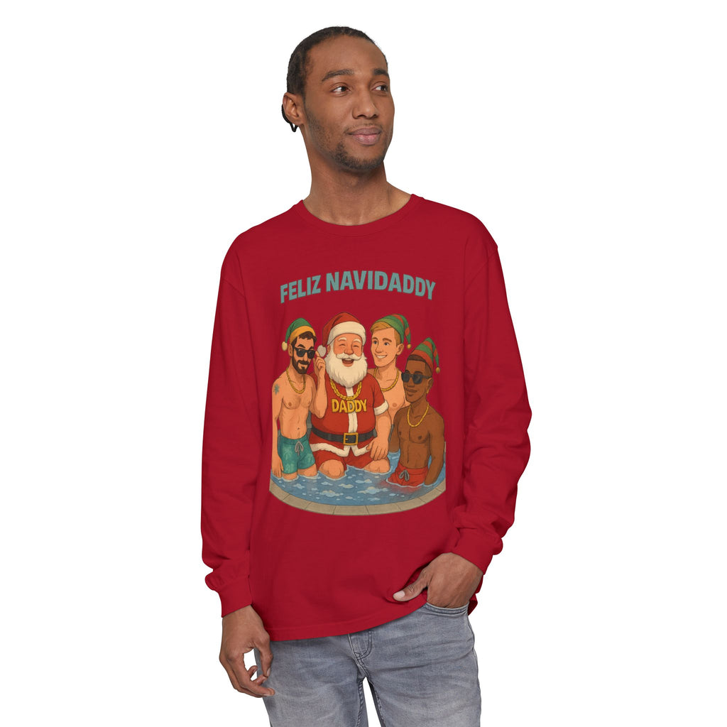 Santa and his boys Feliz Navidaddy Long Sleeve