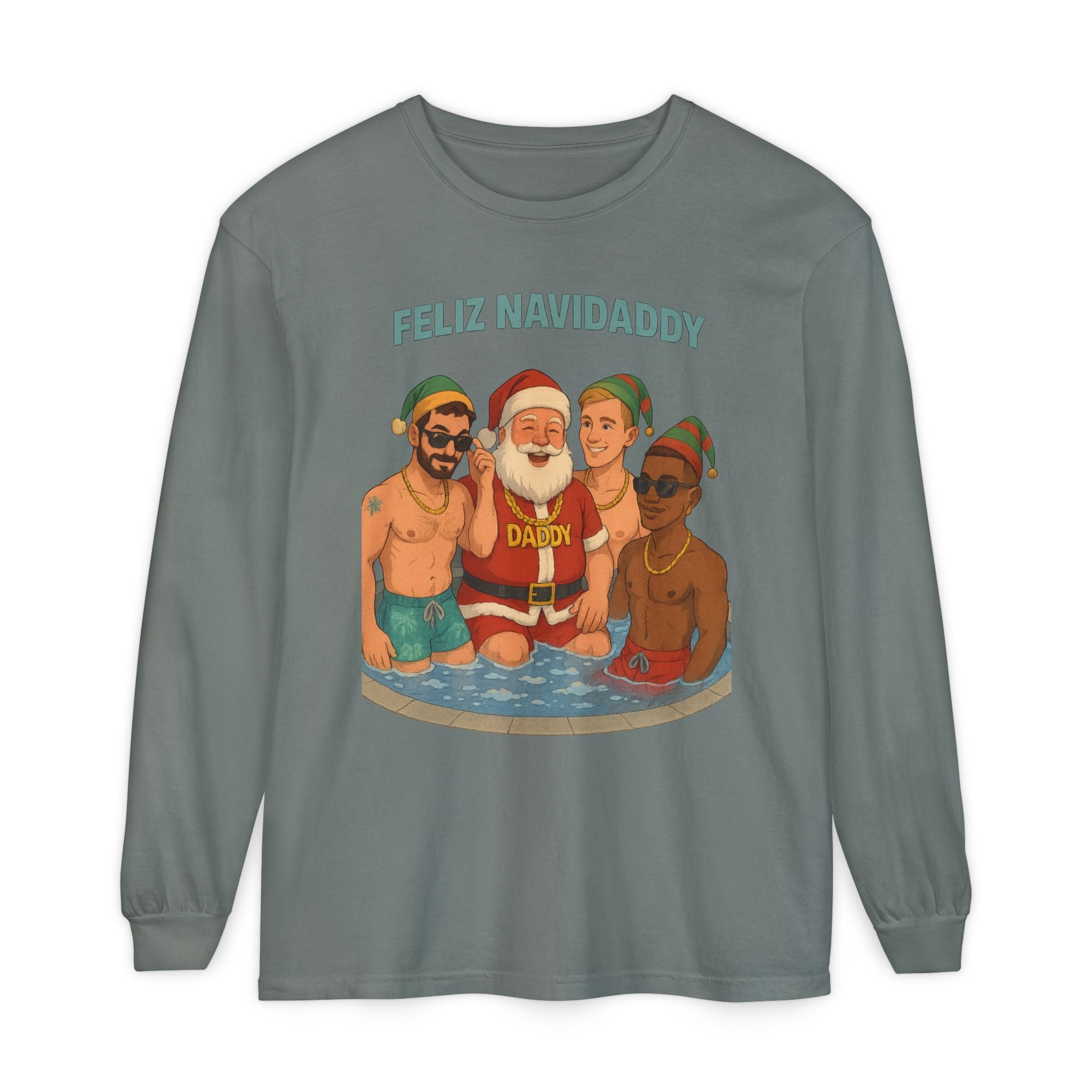 Santa and his boys Feliz Navidaddy Long Sleeve