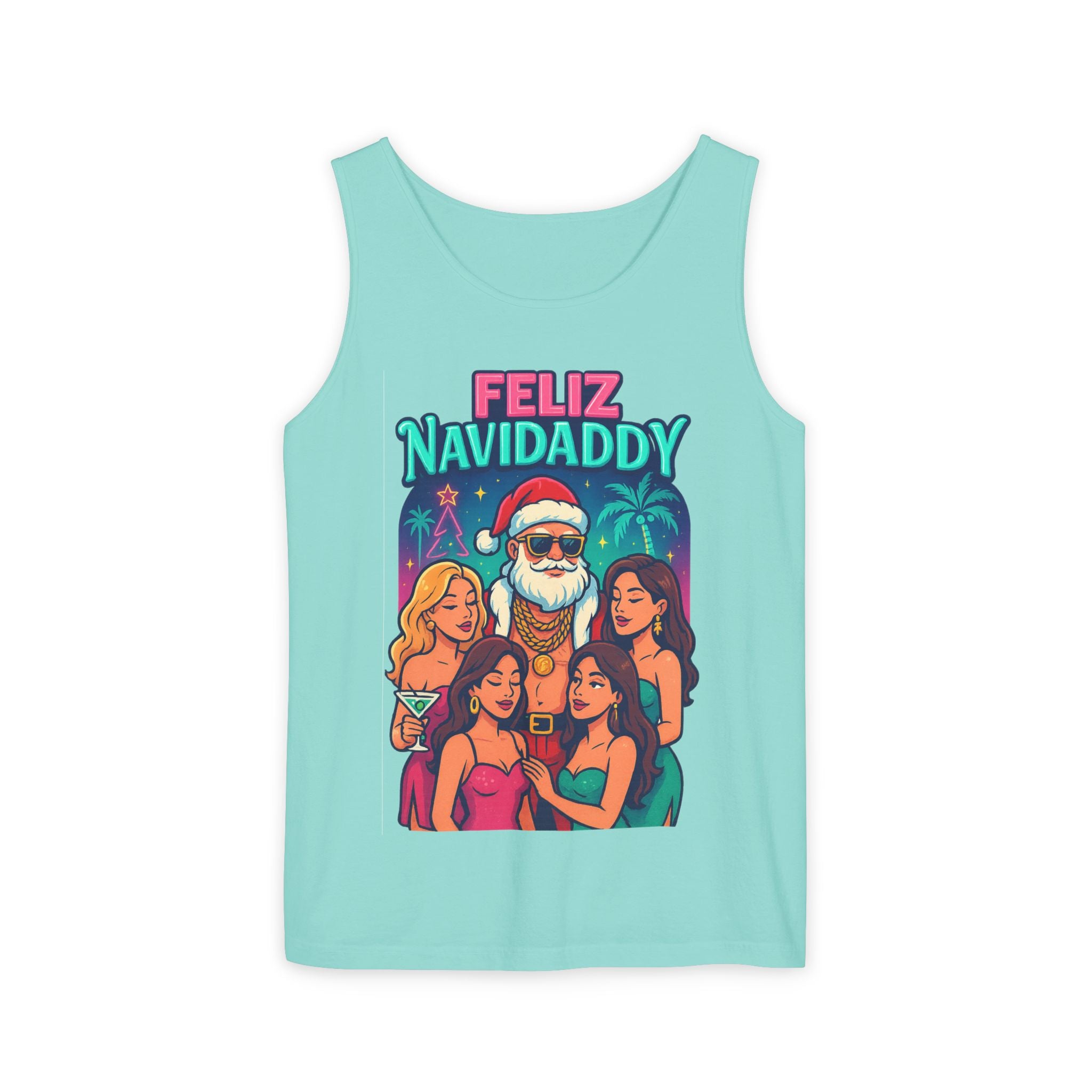 Santa with women tank top Feliz Navidaddy