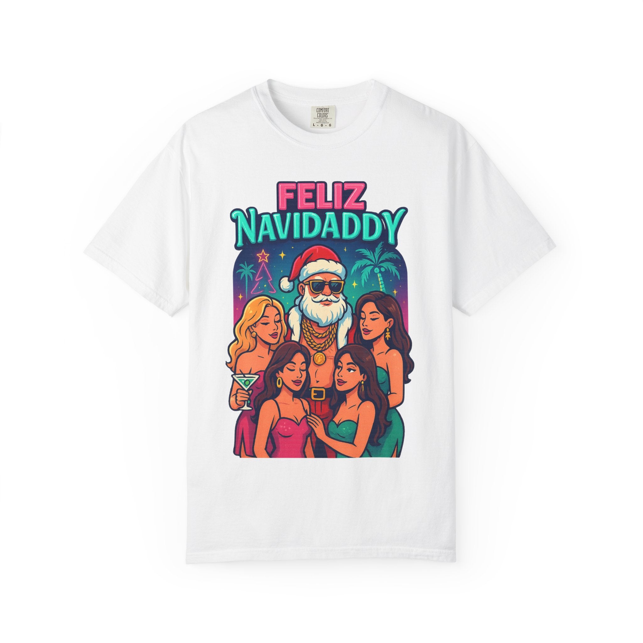 Santa with women Feliz Navidaddy T Shirt