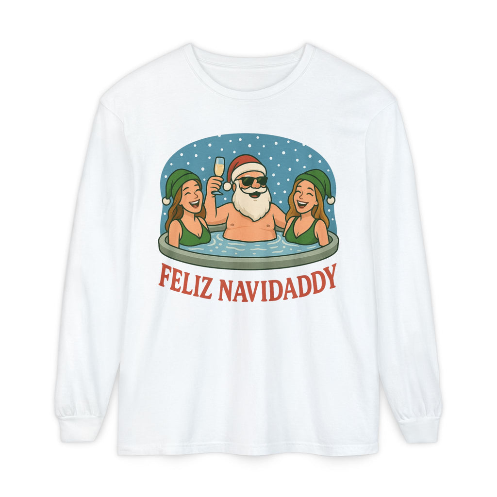 Hot Tub Santa Feliz Navidaddy Long Sleeve