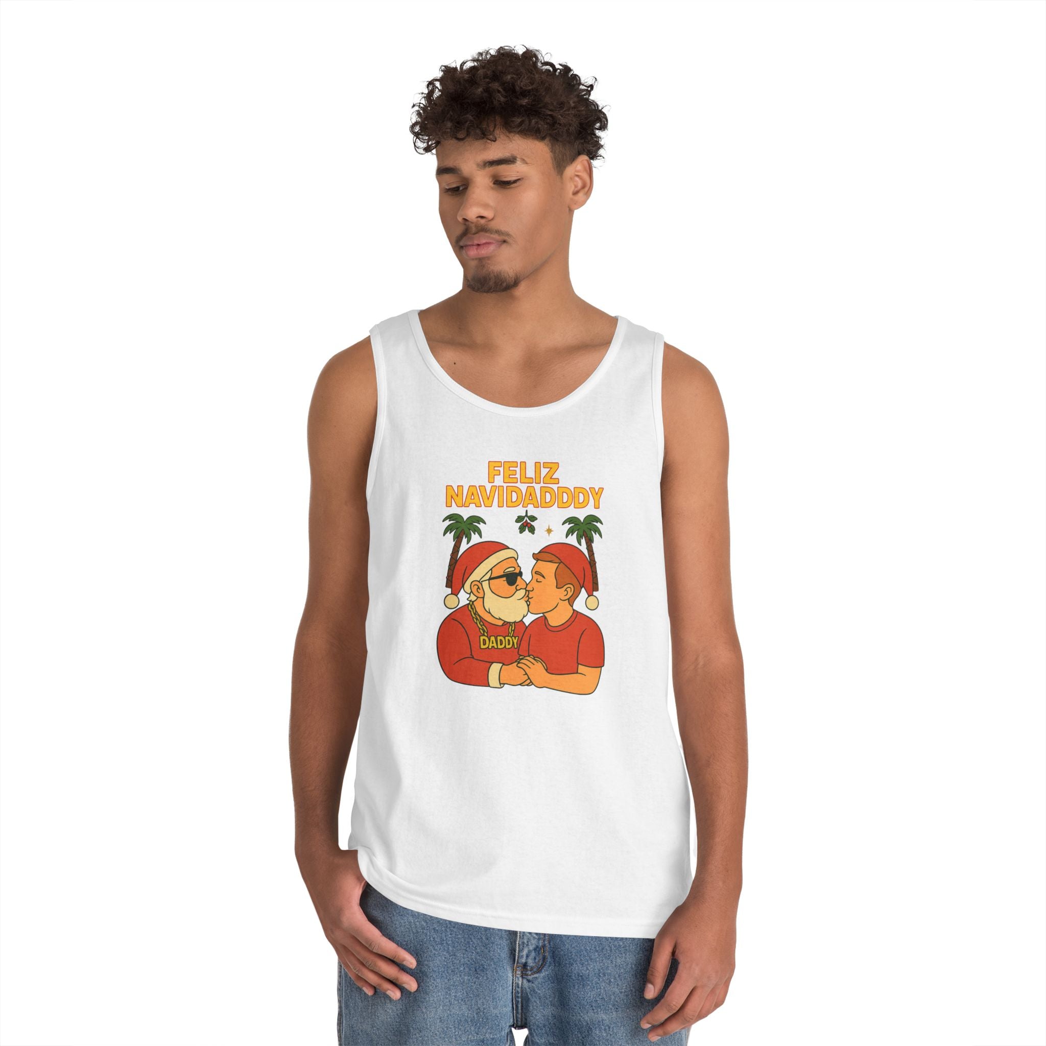 Feliz Navidaddy Kissing Santa Tank Top
