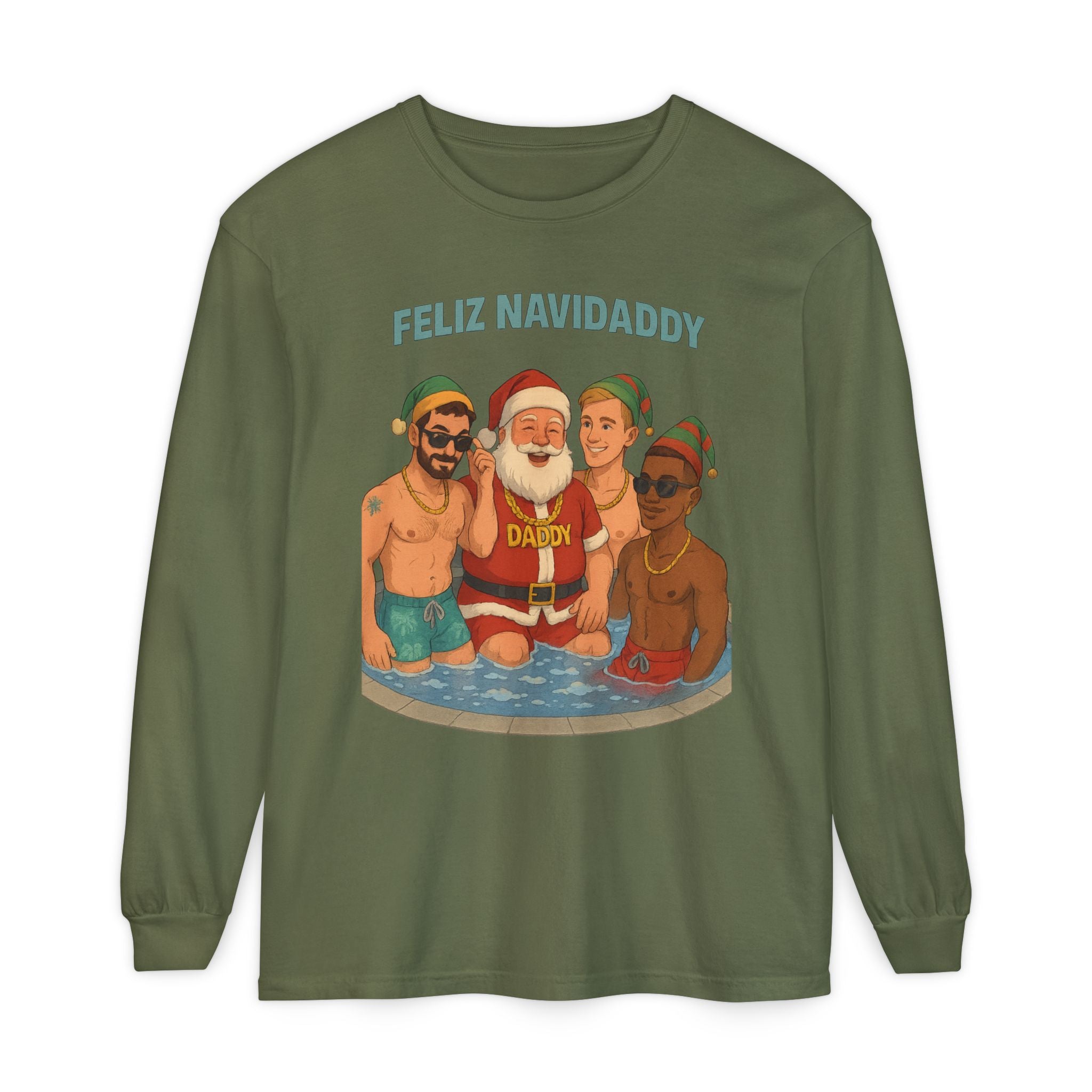 Santa and his boys Feliz Navidaddy Long Sleeve