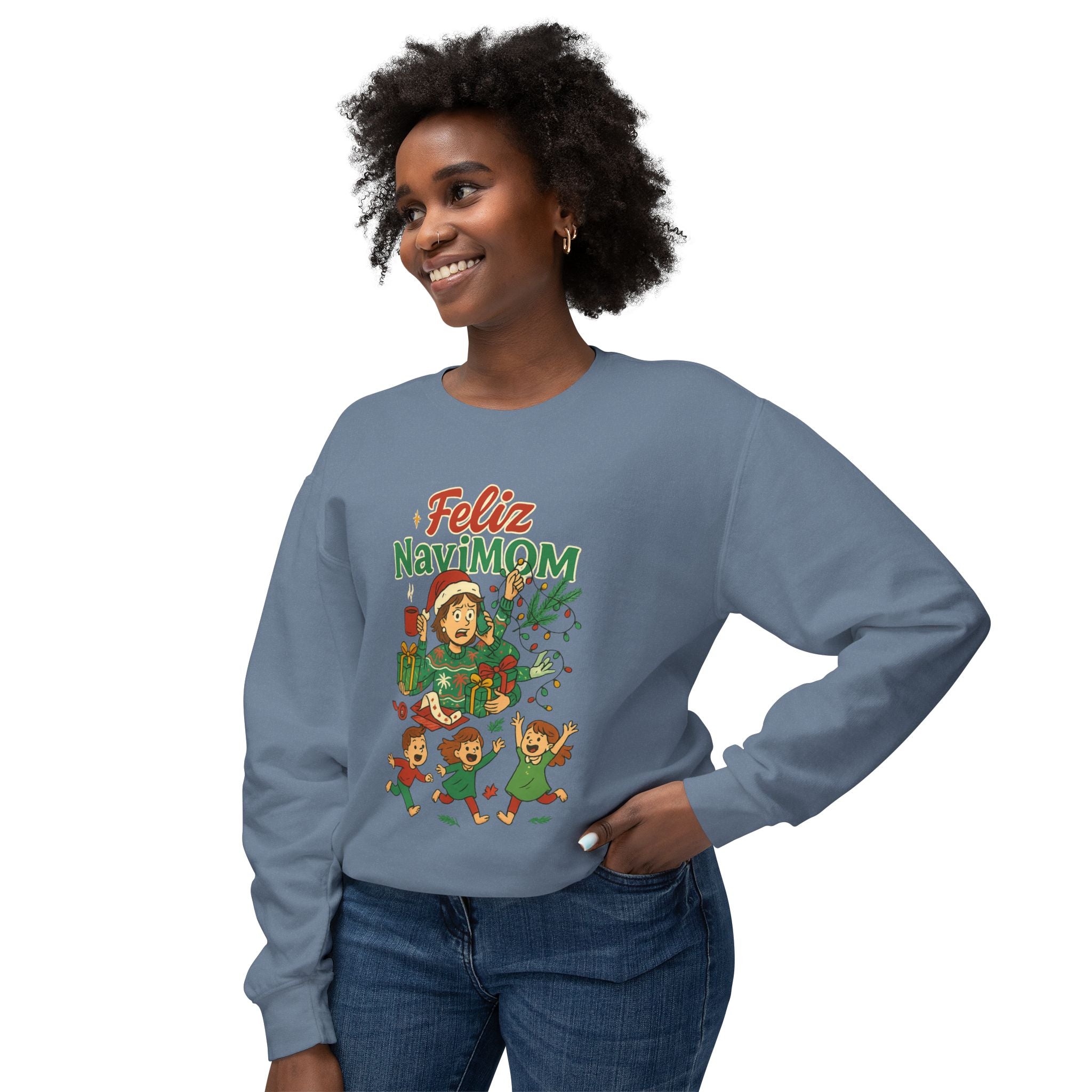 Feliz NaviMOM Unisex Lightweight Crewneck Sweatshirt