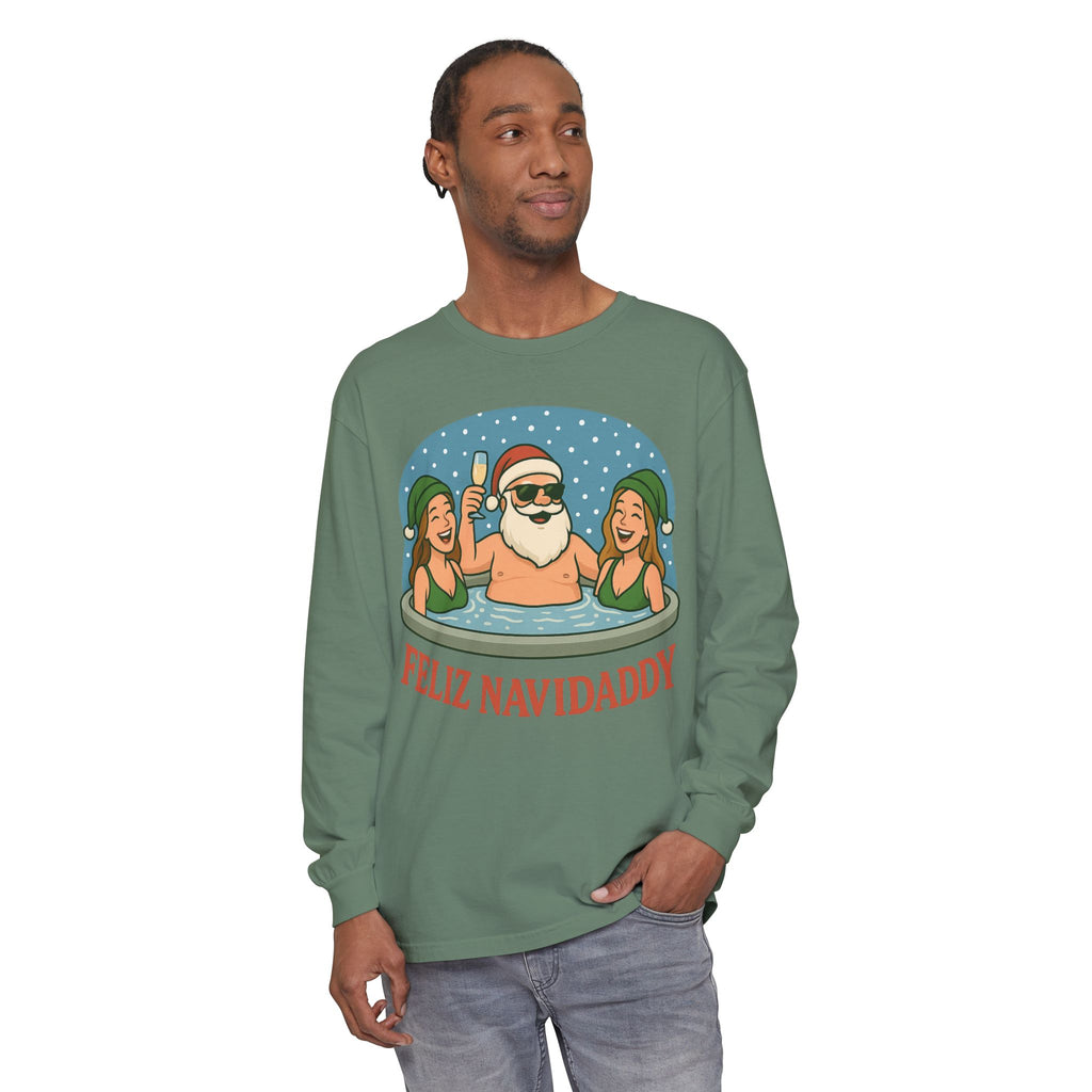 Hot Tub Santa Feliz Navidaddy Long Sleeve