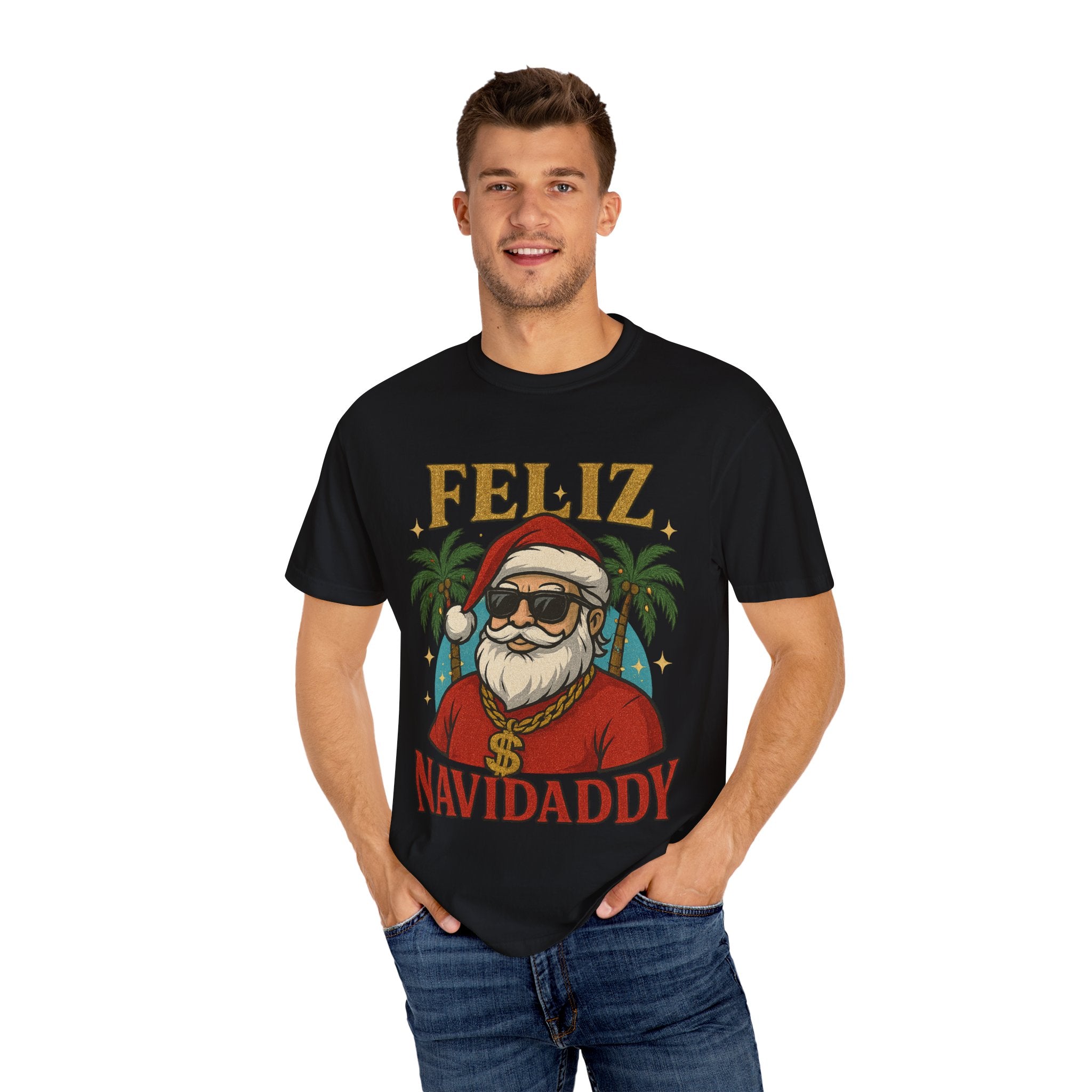 Feliz Navidaddy Blinged Out Santa T Shirt