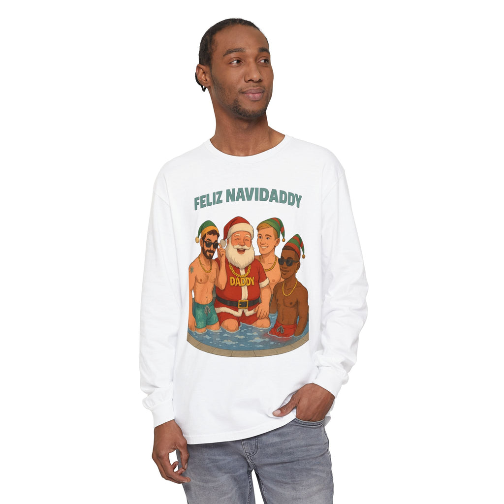 Santa and his boys Feliz Navidaddy Long Sleeve