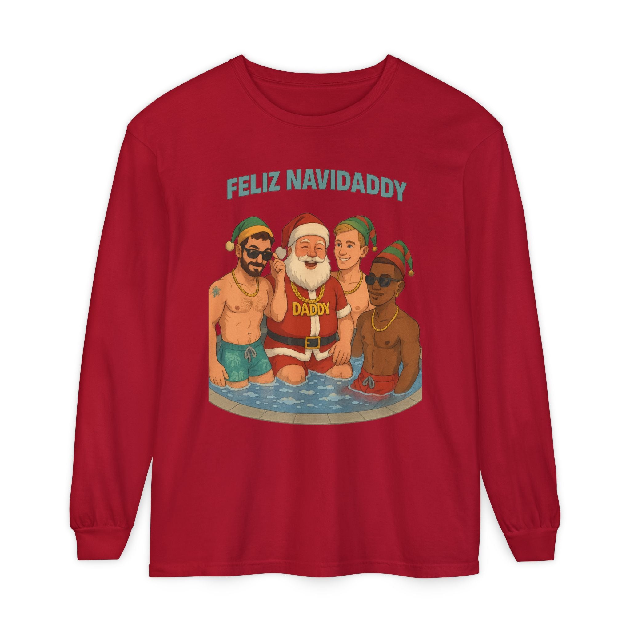Santa and his boys Feliz Navidaddy Long Sleeve