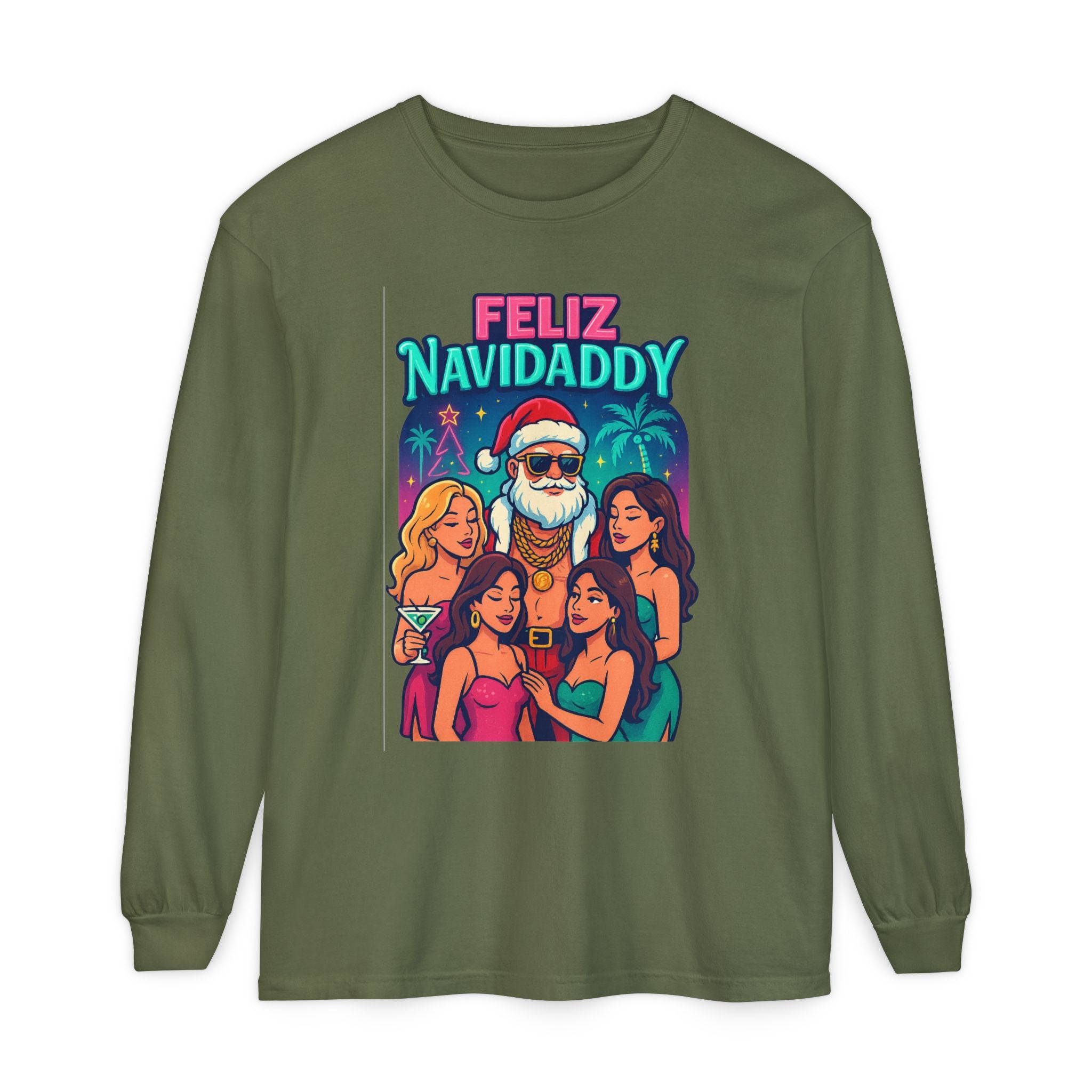 Santa with Women Feliz Navidaddy Long Sleeve