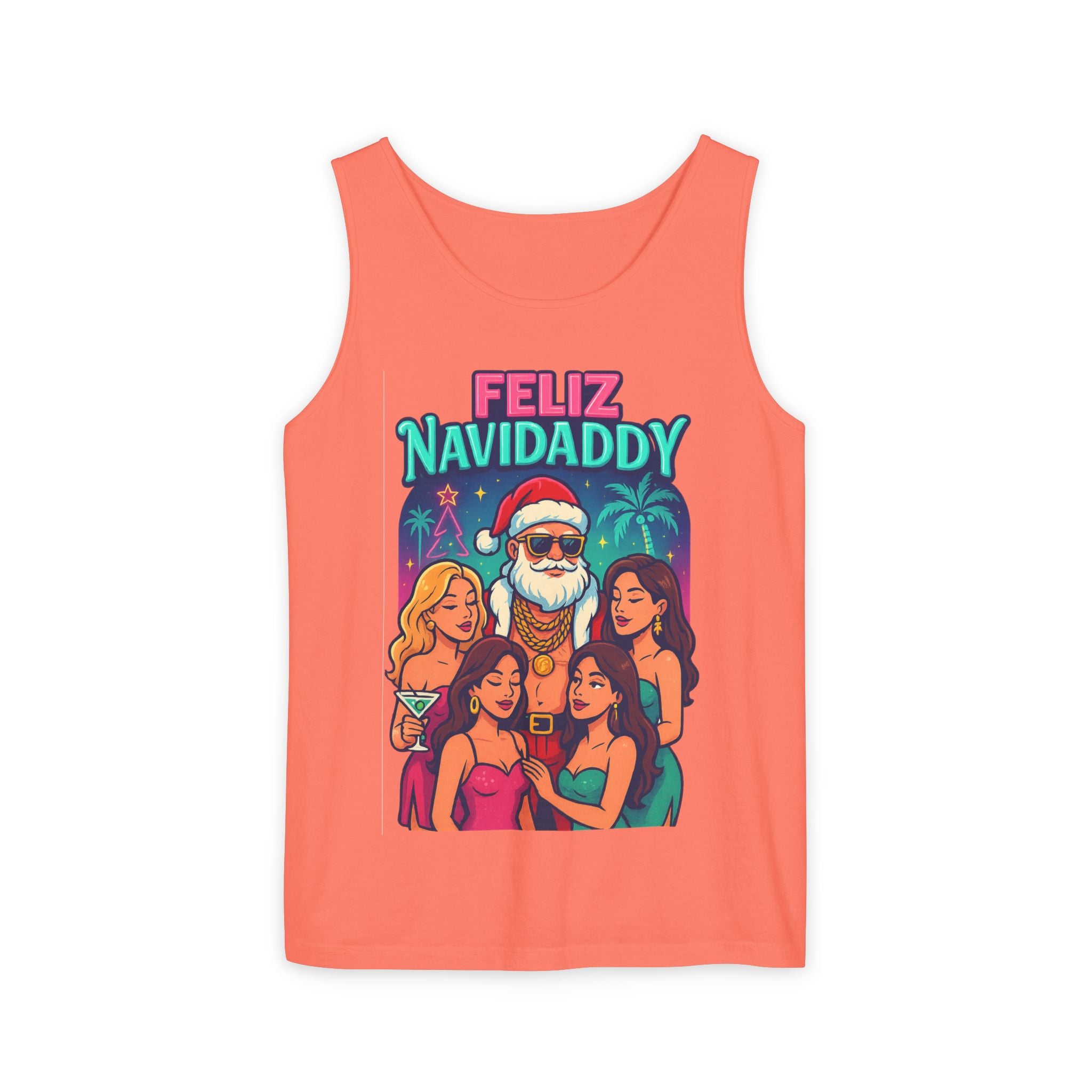 Santa with women tank top Feliz Navidaddy