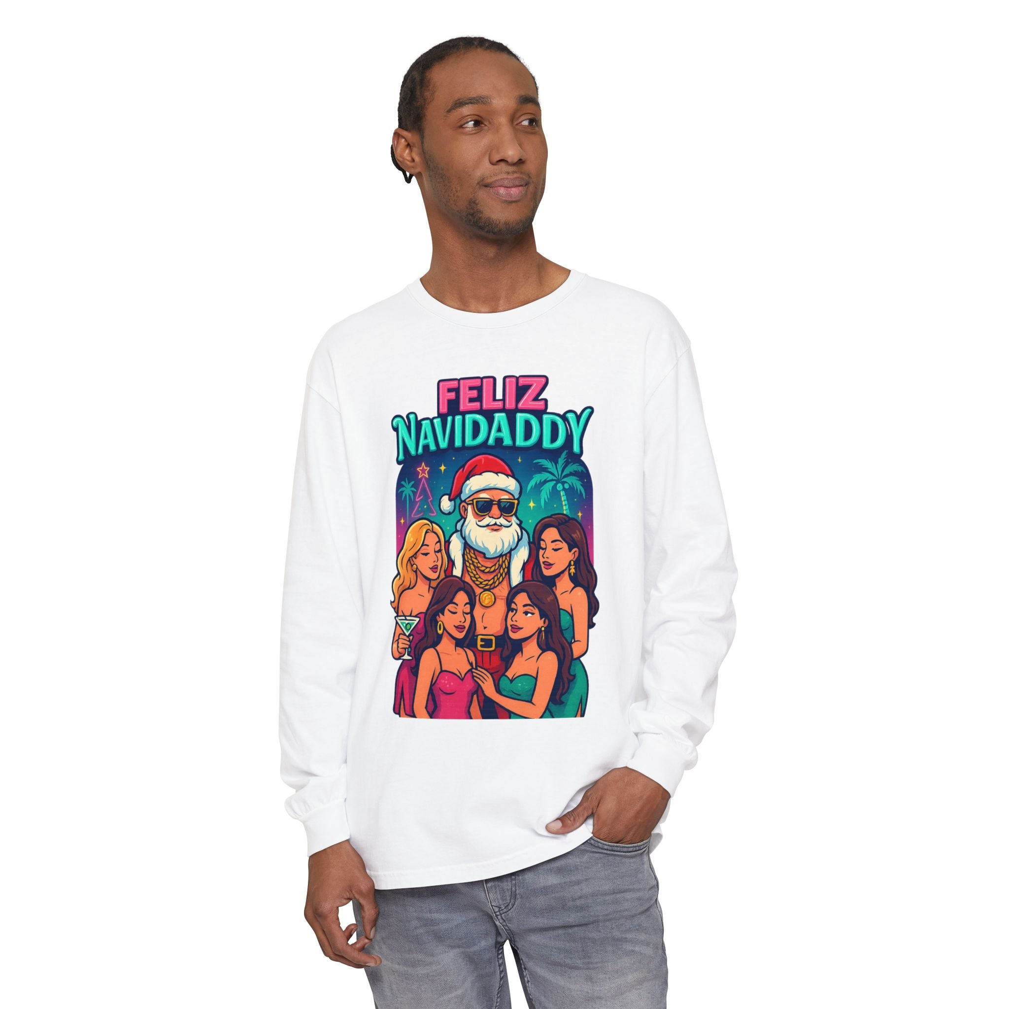 Santa with Women Feliz Navidaddy Long Sleeve