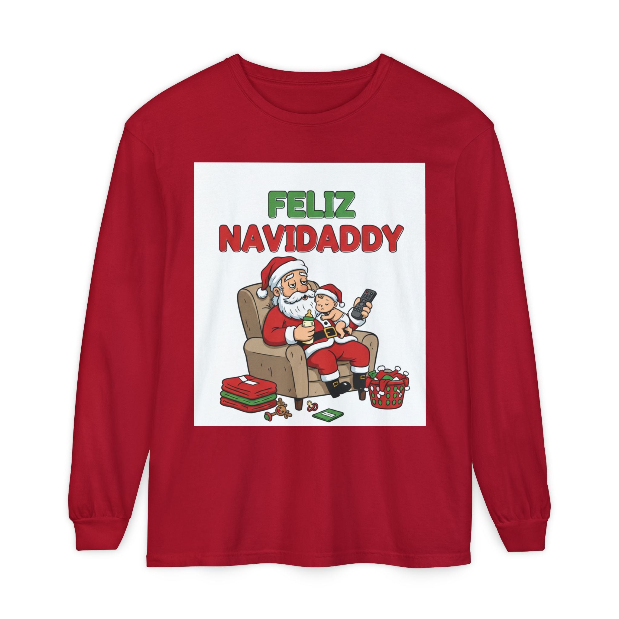 Feliz Navidaddy Santa with Baby Long Sleeve