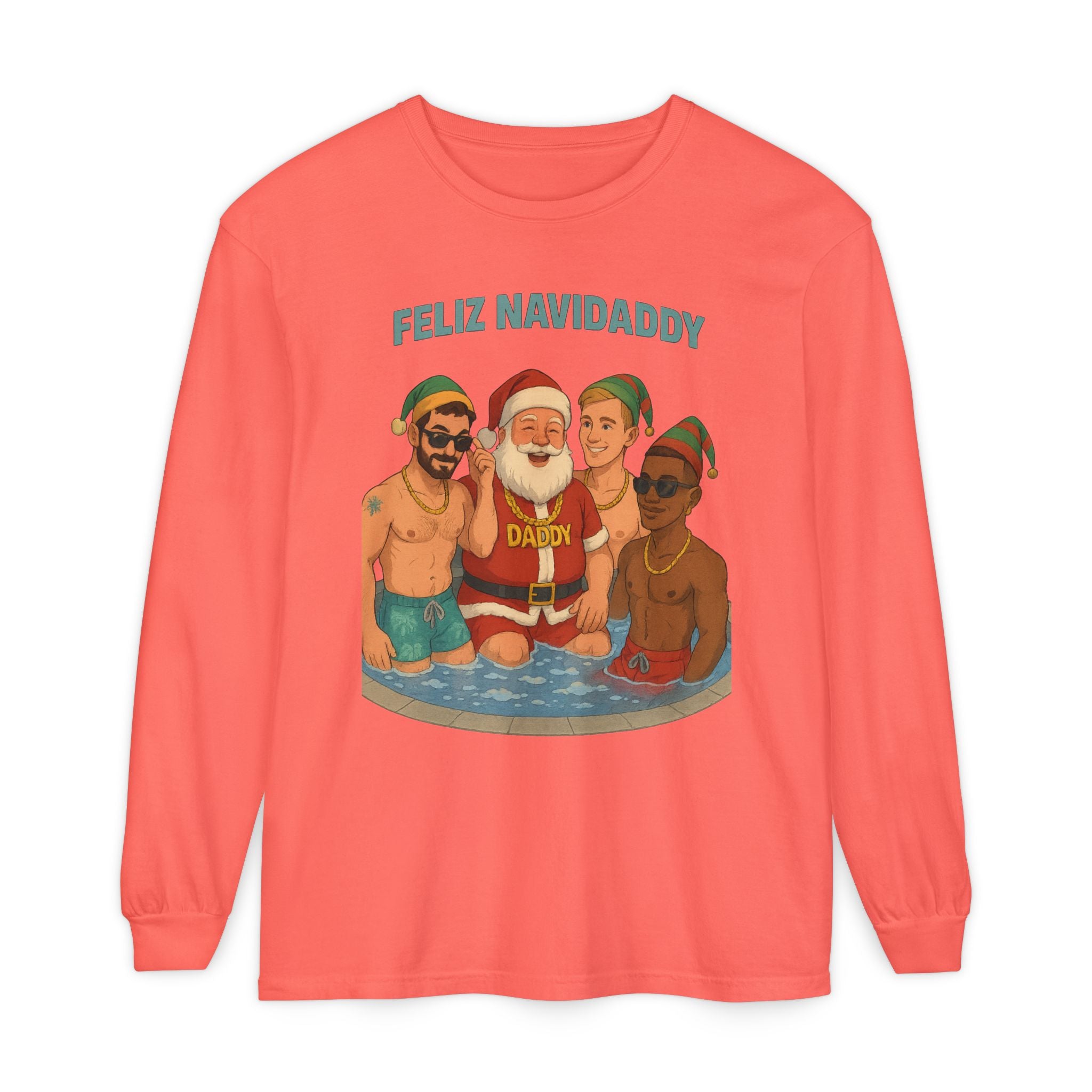 Santa and his boys Feliz Navidaddy Long Sleeve