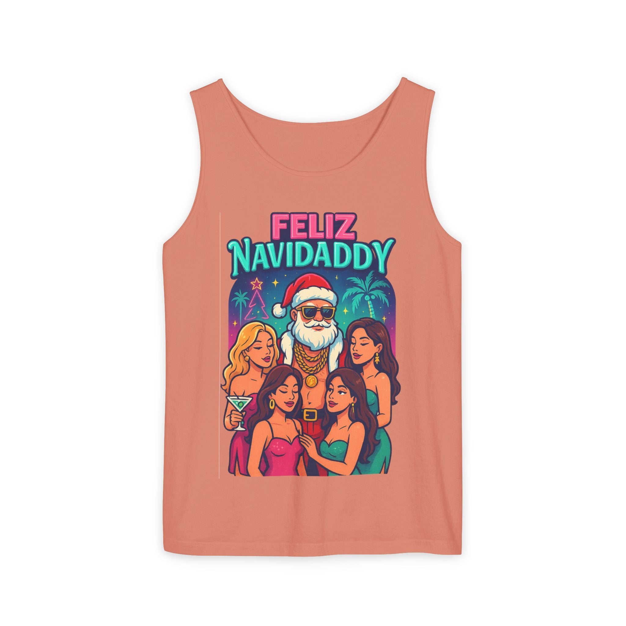Santa with women tank top Feliz Navidaddy