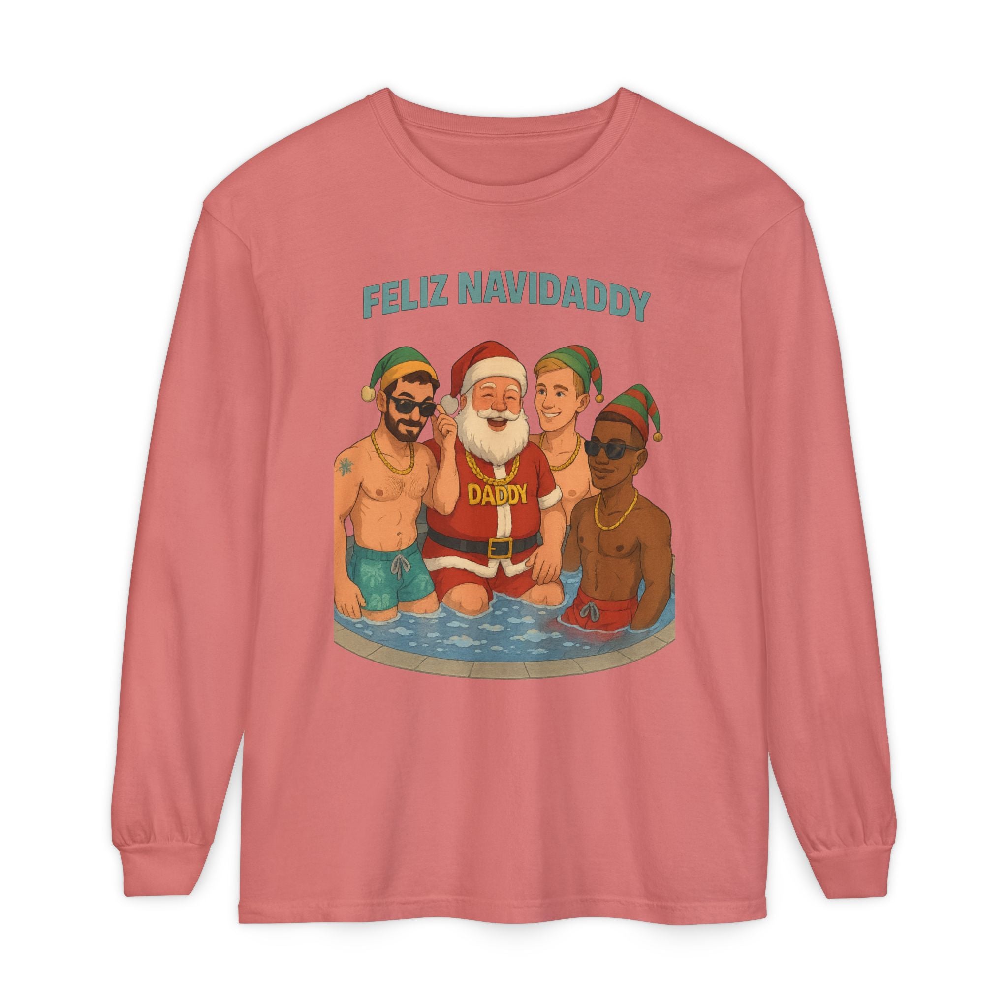 Santa and his boys Feliz Navidaddy Long Sleeve