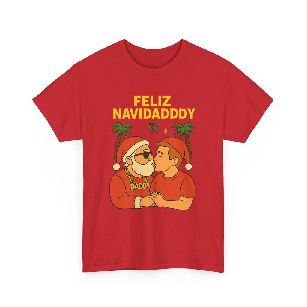 Feliz Navidaddy Kissing Santas T Shirt