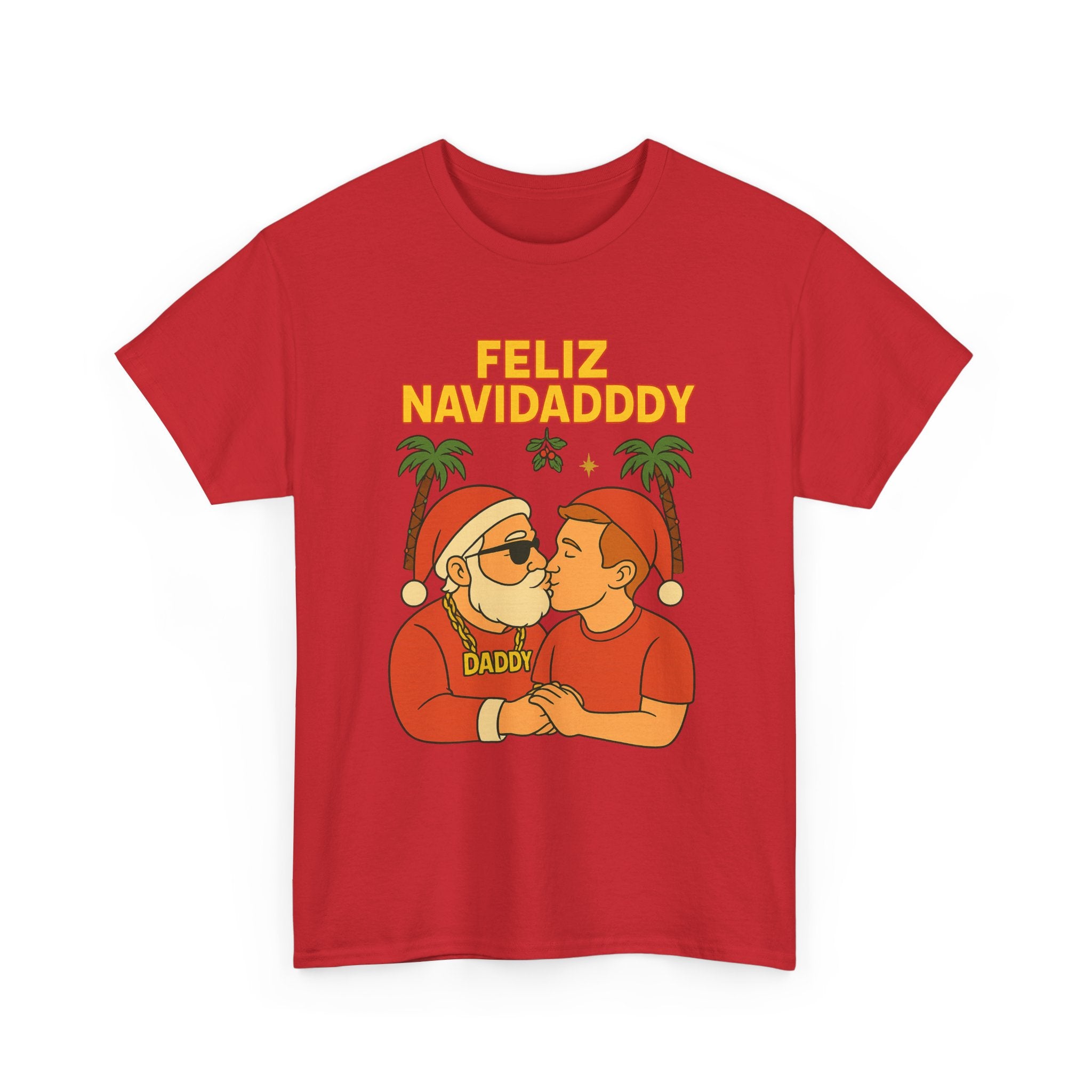 Feliz Navidaddy Kissing Santas T Shirt