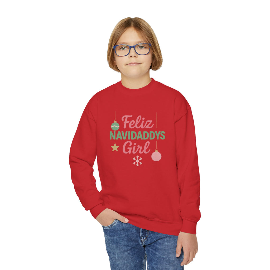 Feliz Navidaddys Girl Youth Crewneck Sweatshirt
