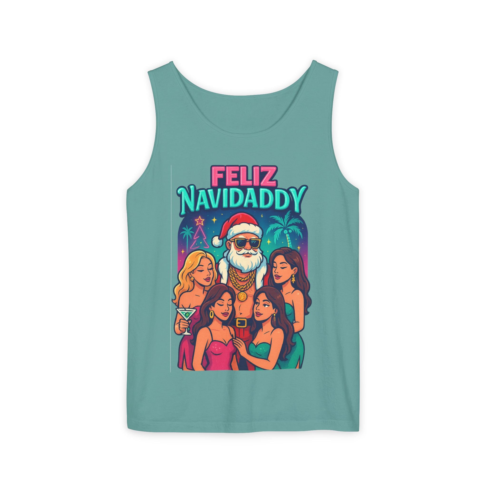 Santa with women tank top Feliz Navidaddy