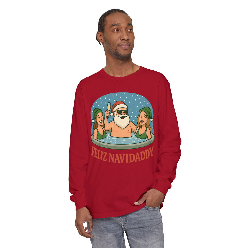 Hot Tub Santa Feliz Navidaddy Long Sleeve