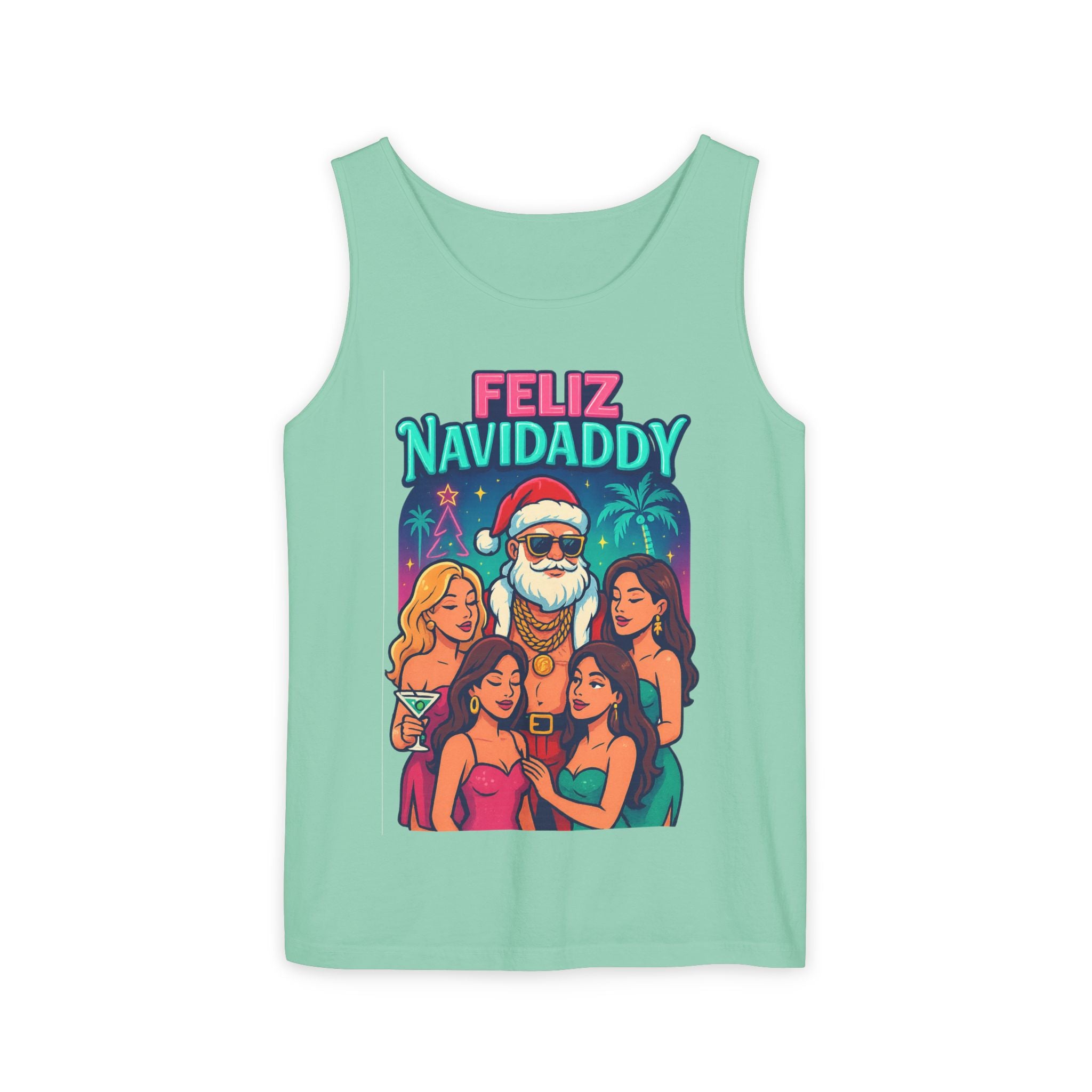 Santa with women tank top Feliz Navidaddy