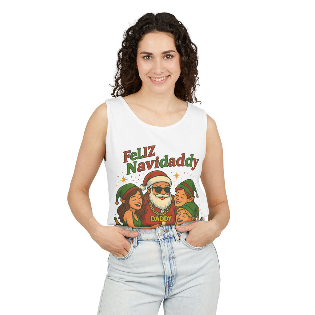 Feliz Navidaddy Santa with Girl Elves Tank Top