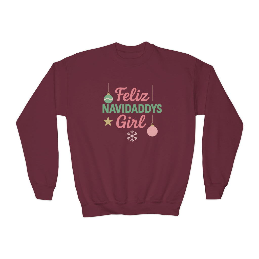 Feliz Navidaddys Girl Youth Crewneck Sweatshirt