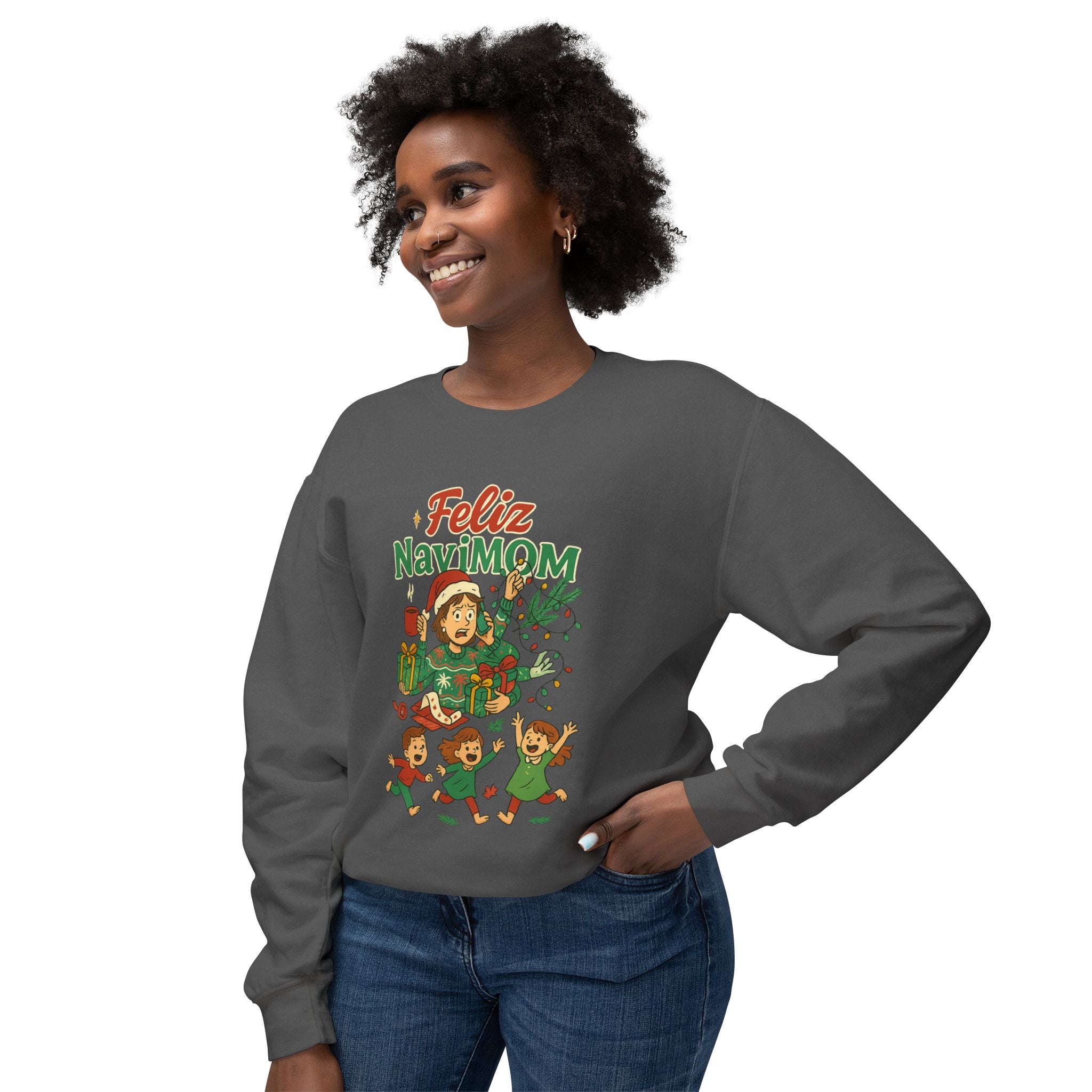 Feliz NaviMOM Unisex Lightweight Crewneck Sweatshirt