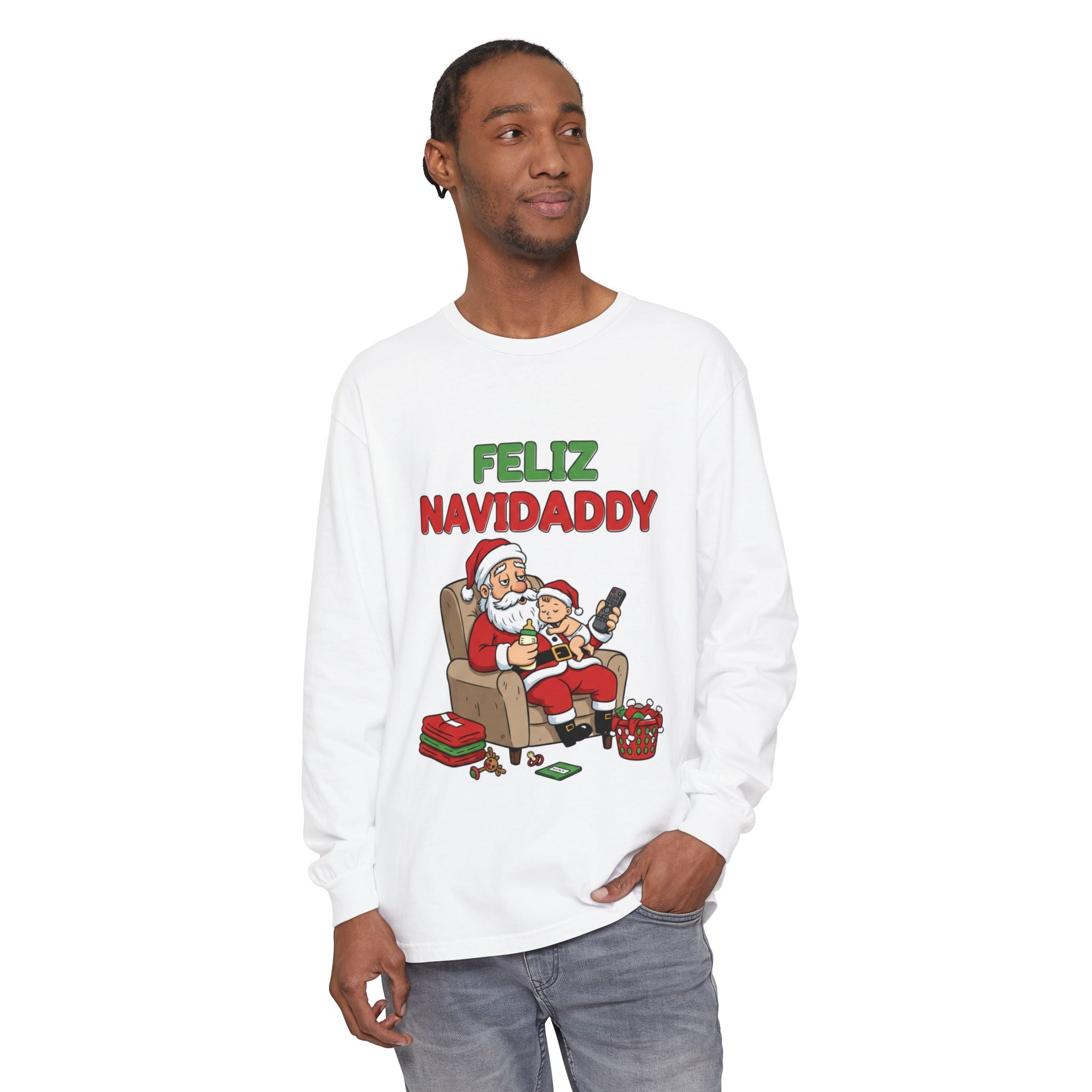 Feliz Navidaddy Santa with Baby Long Sleeve