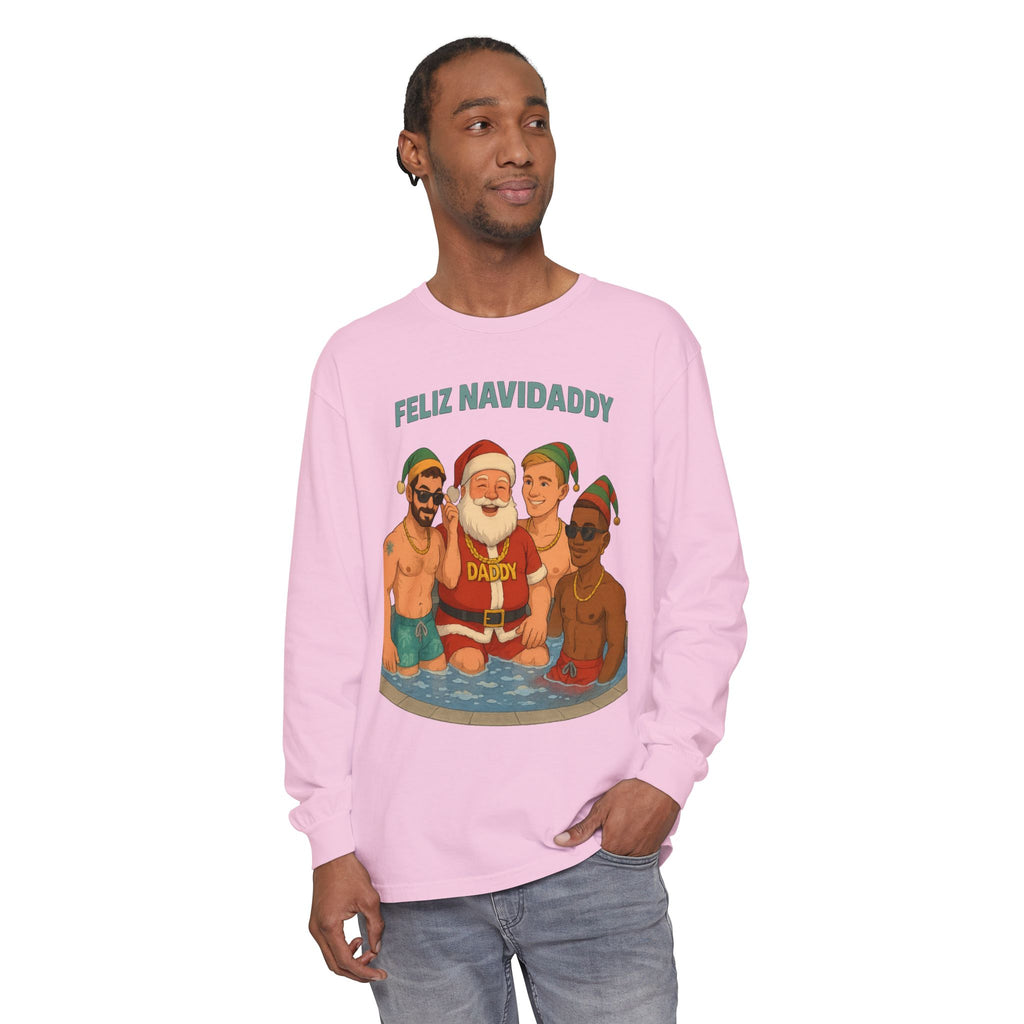 Santa and his boys Feliz Navidaddy Long Sleeve