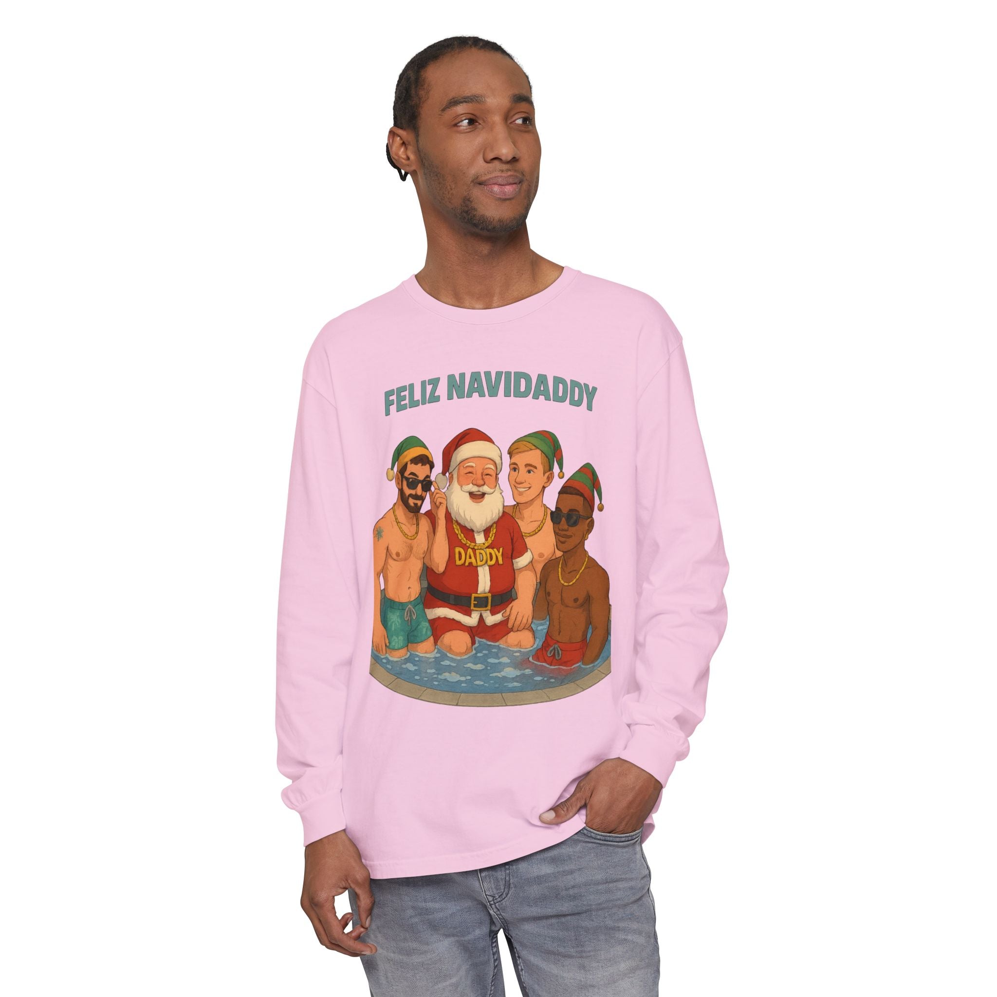 Santa and his boys Feliz Navidaddy Long Sleeve
